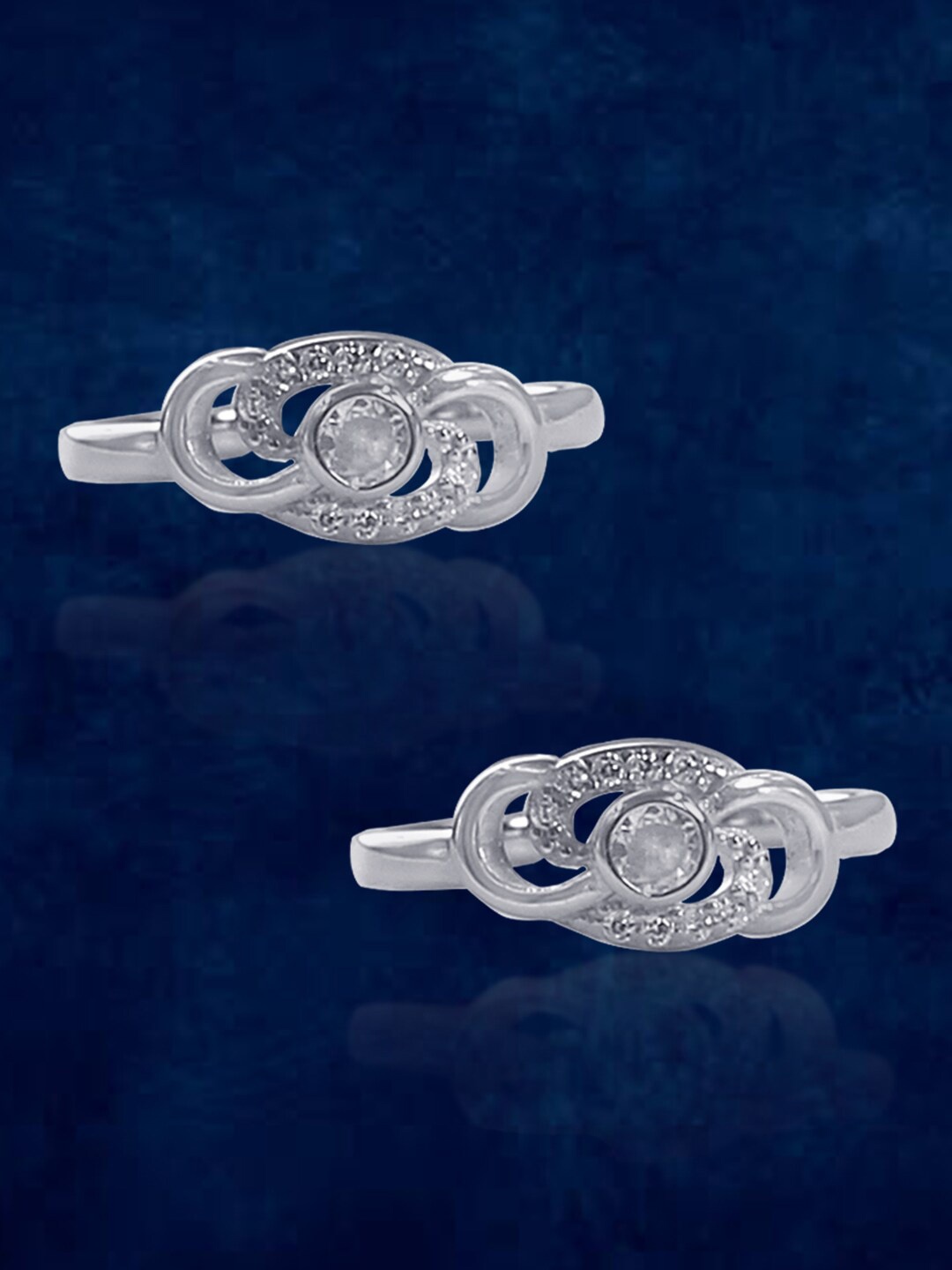 

Taraash 92.5 Sterling Silver & CZ-Studded Toe Rings