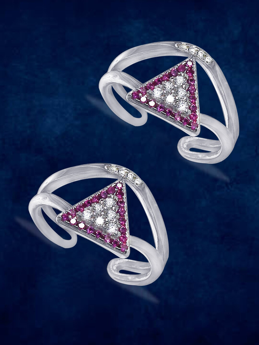 

Taraash 92.5 Sterling Silver CZ-Studded Toe Rings