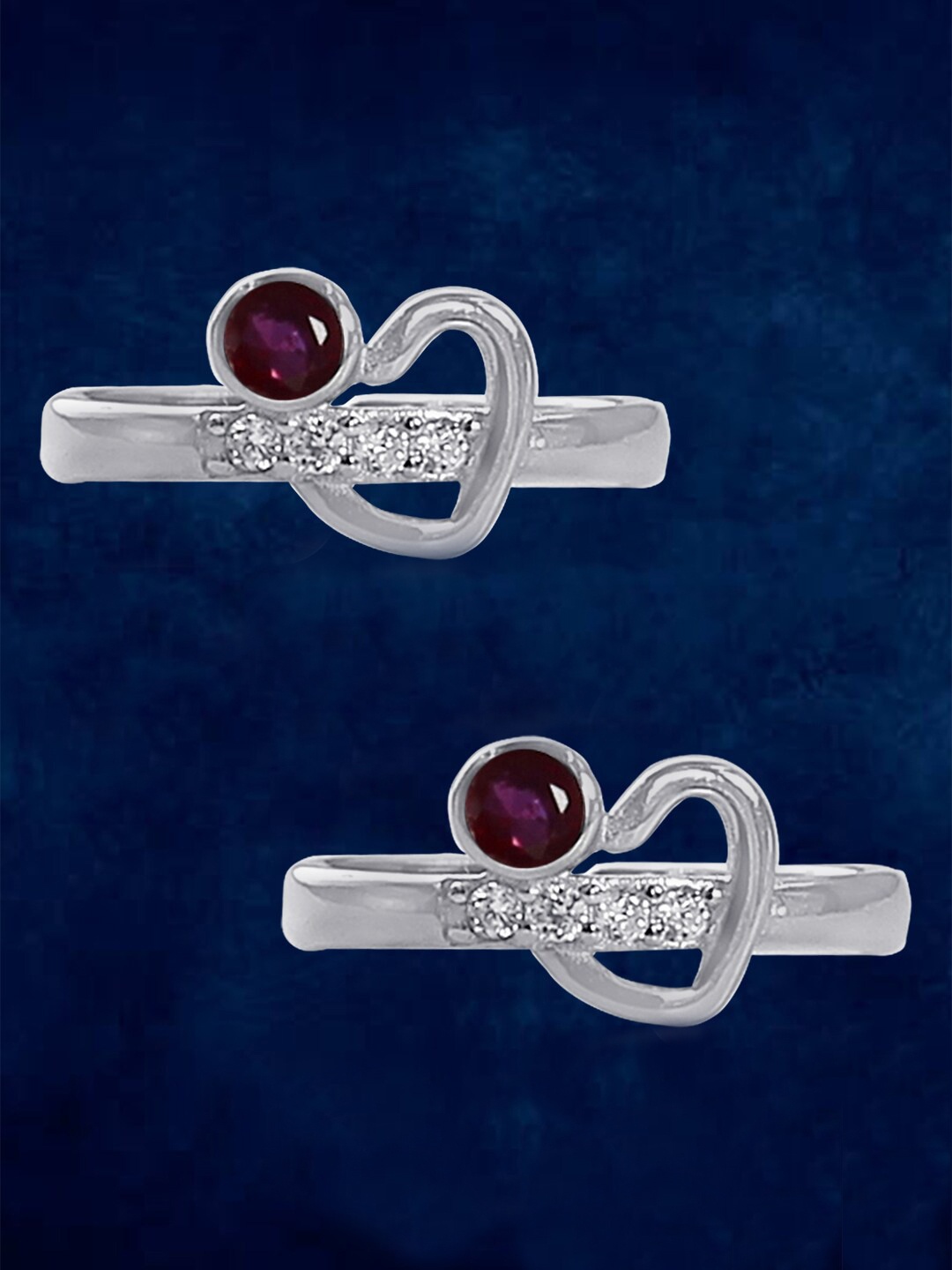 

Taraash Set Of 2 925 Sterling Silver CZ-Studded Toe Rings