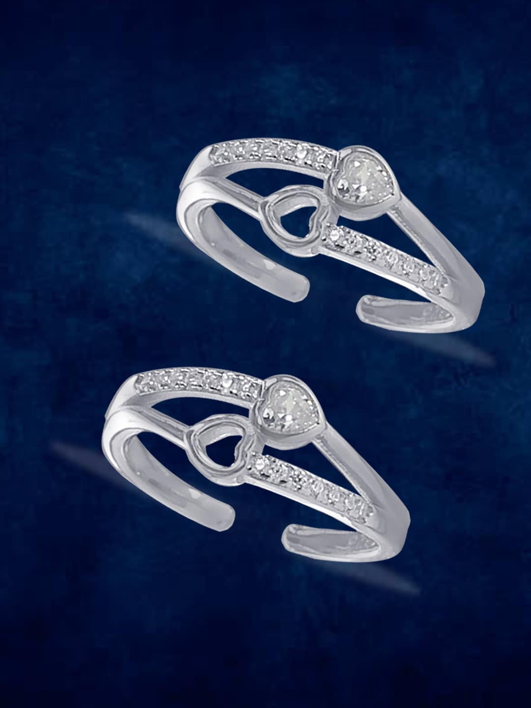 

Taraash Set Of 2 925 Sterling Silver CZ-Studded Toe Rings