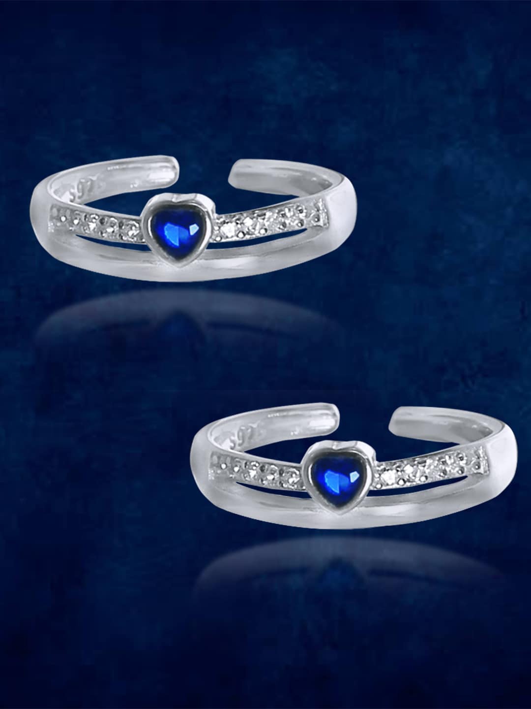 

Taraash Set Of 2 925 Sterling Silver CZ-Studded Toe Rings