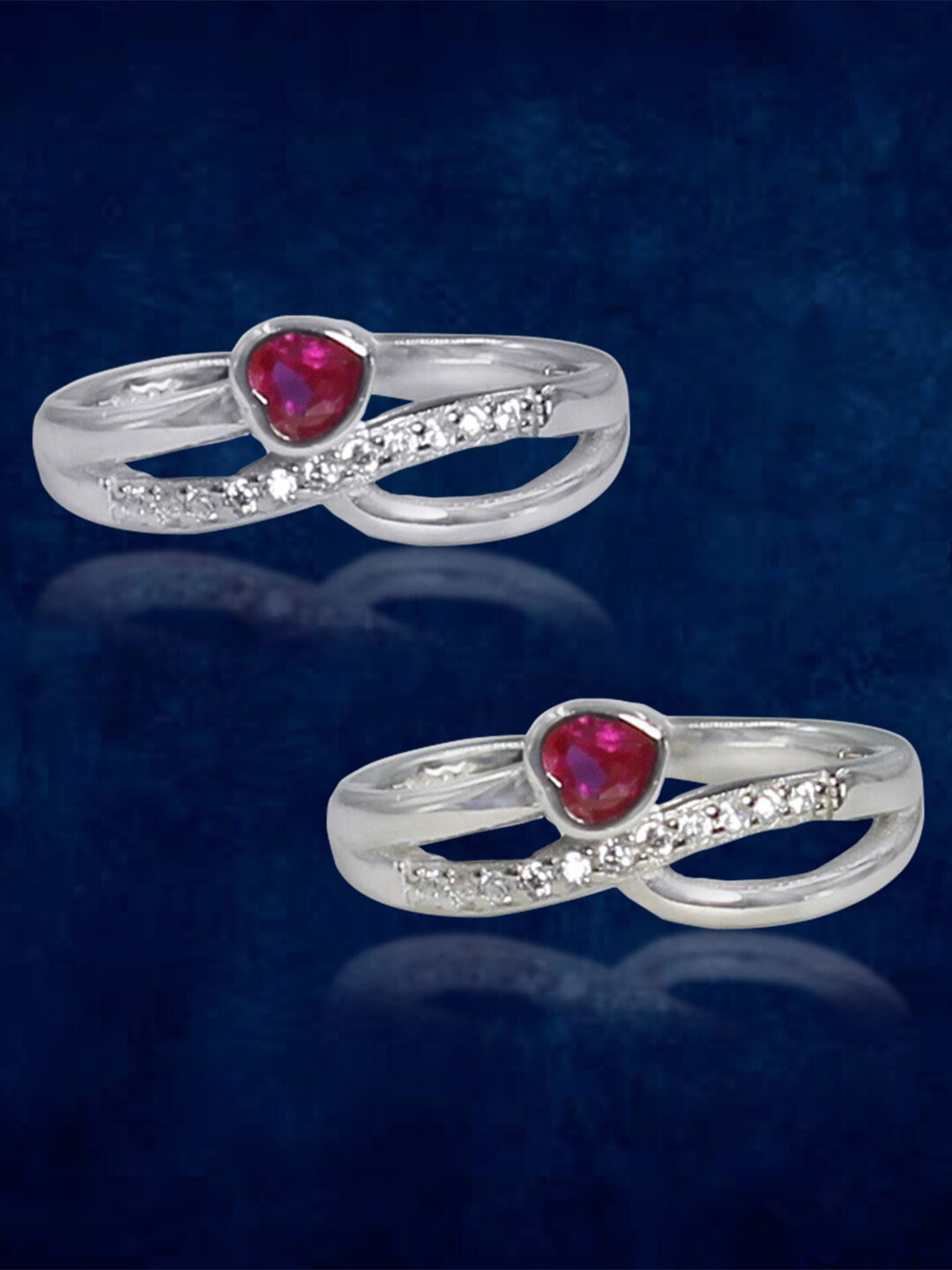 

Taraash Set Of 2 925 Sterling Silver CZ-Studded Toe Rings