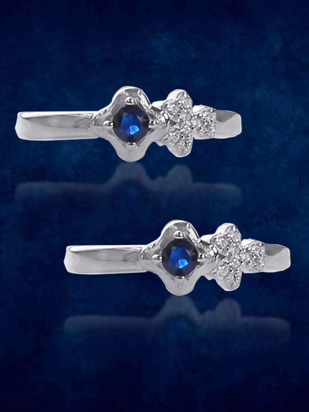 

Taraash Set Of 2 925 Sterling Silver CZ-Studded Toe Rings