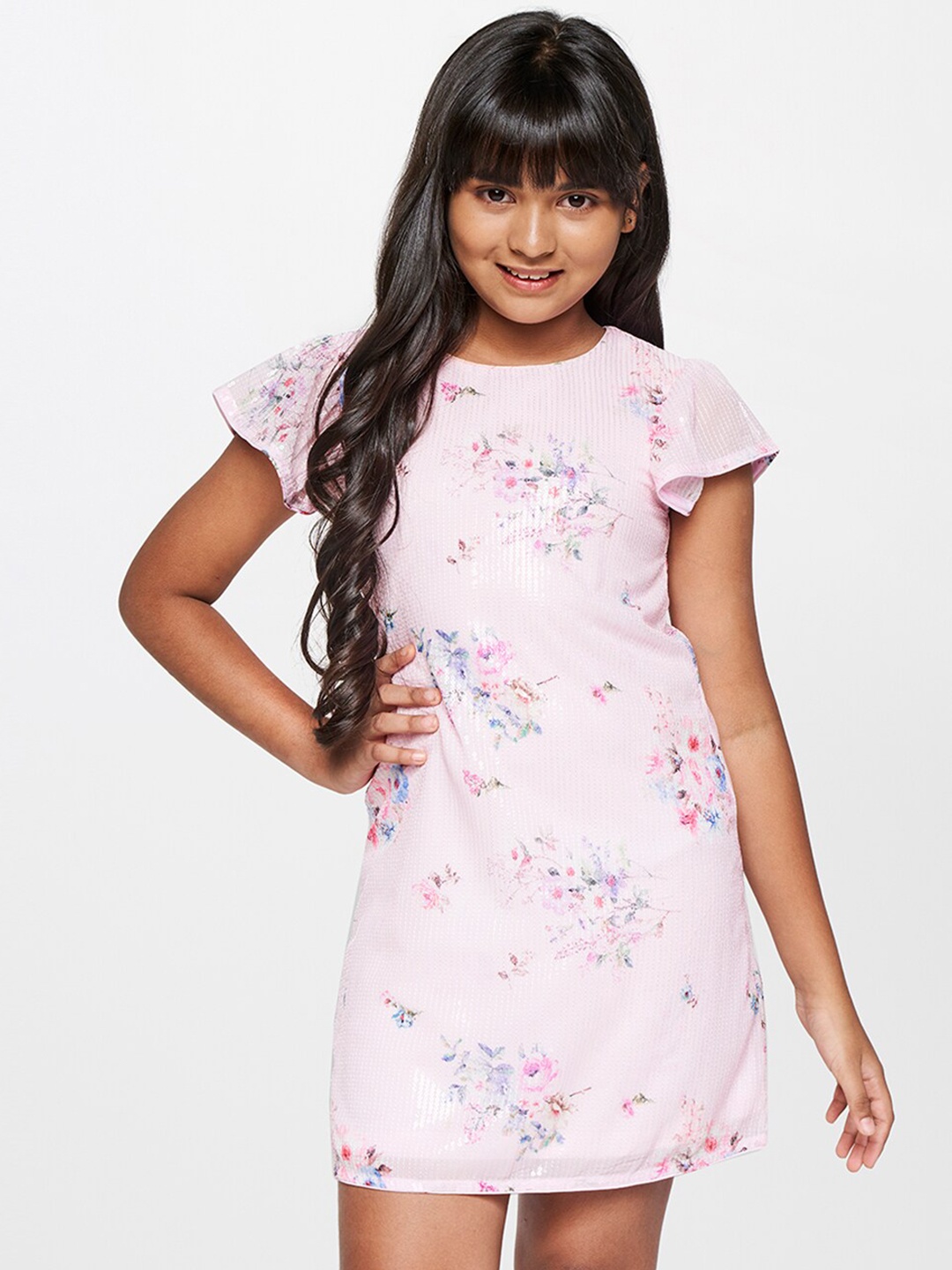 

AND Floral Print A-Line Mini Dress, Pink