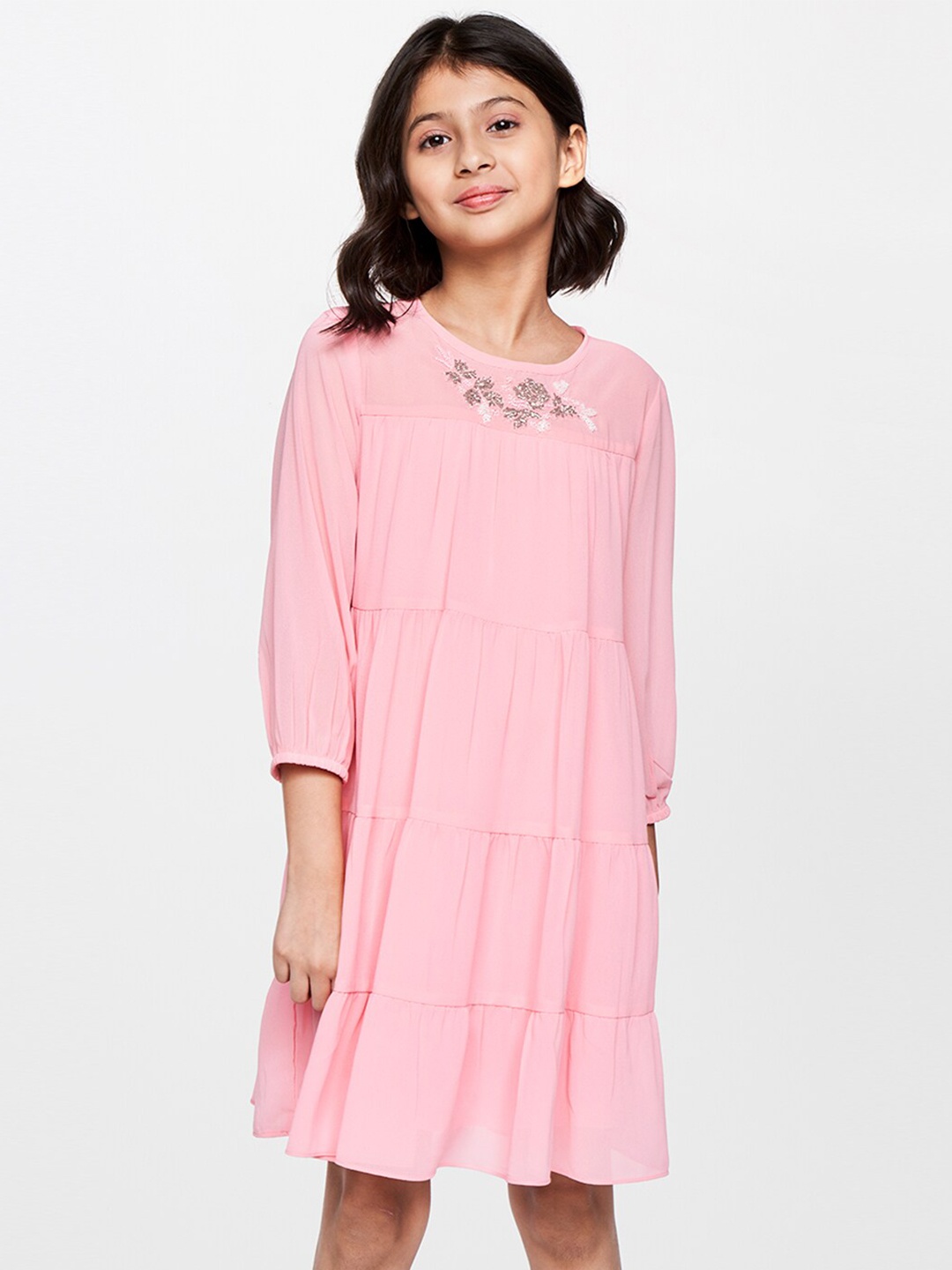 

AND Girls Embellished Fit & Flare Dress, Pink