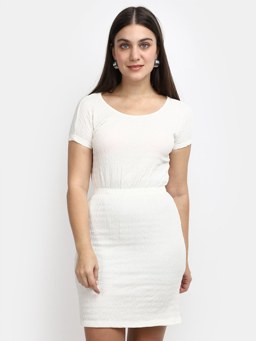 

V-Mart Round Neck Sheath Dress, Off white