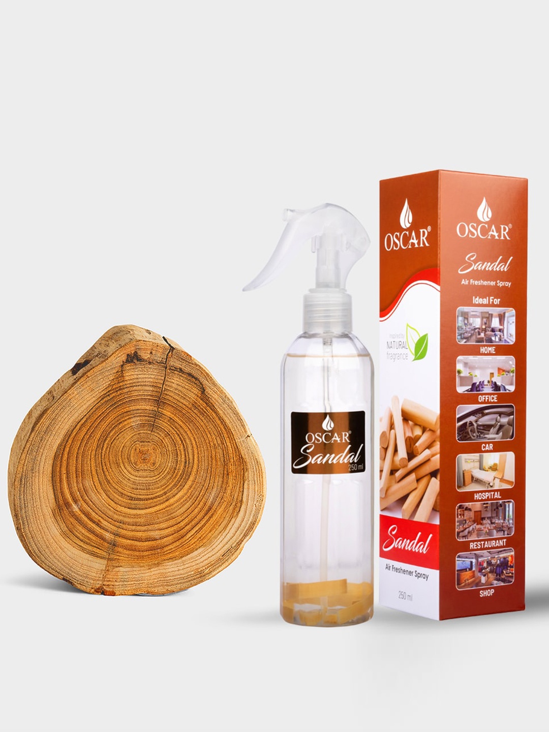 

OSCARS Set of Rose & Sandal Air Freshener Spray - 250 ml each, Brown