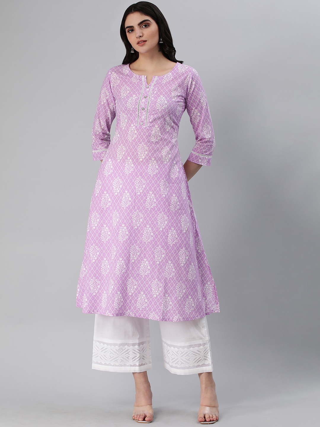 

KAMI KUBI Ethnic Motifs Printed Cotton Kurta, Purple