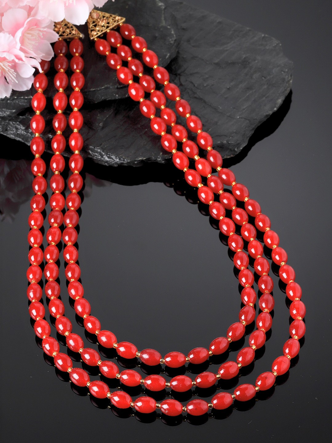 

Sanjog Gold-Toned & Red Layered Necklace
