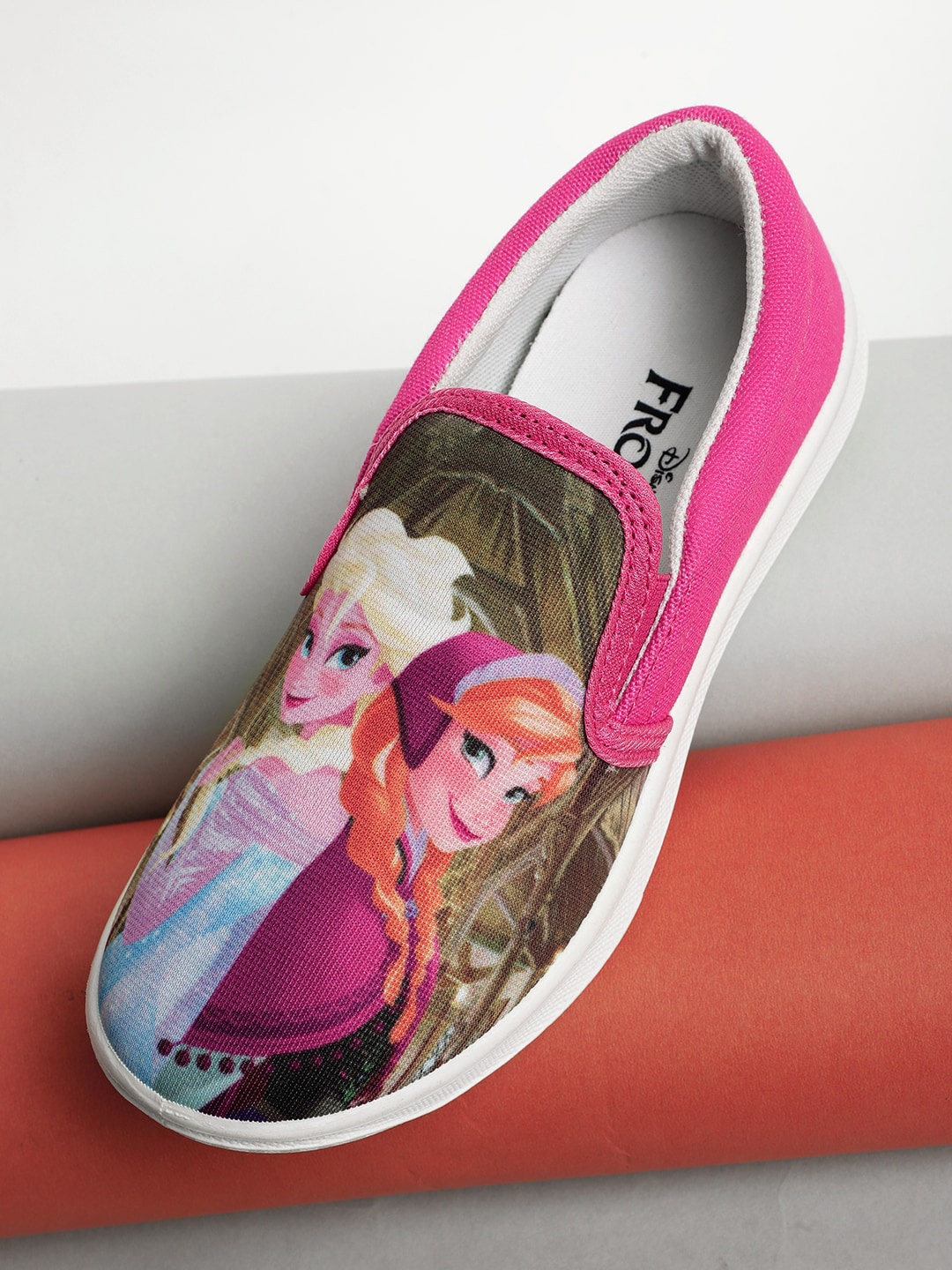 

Kids Ville Girls Frozen Printed Canvas Slip-On Sneakers, Pink