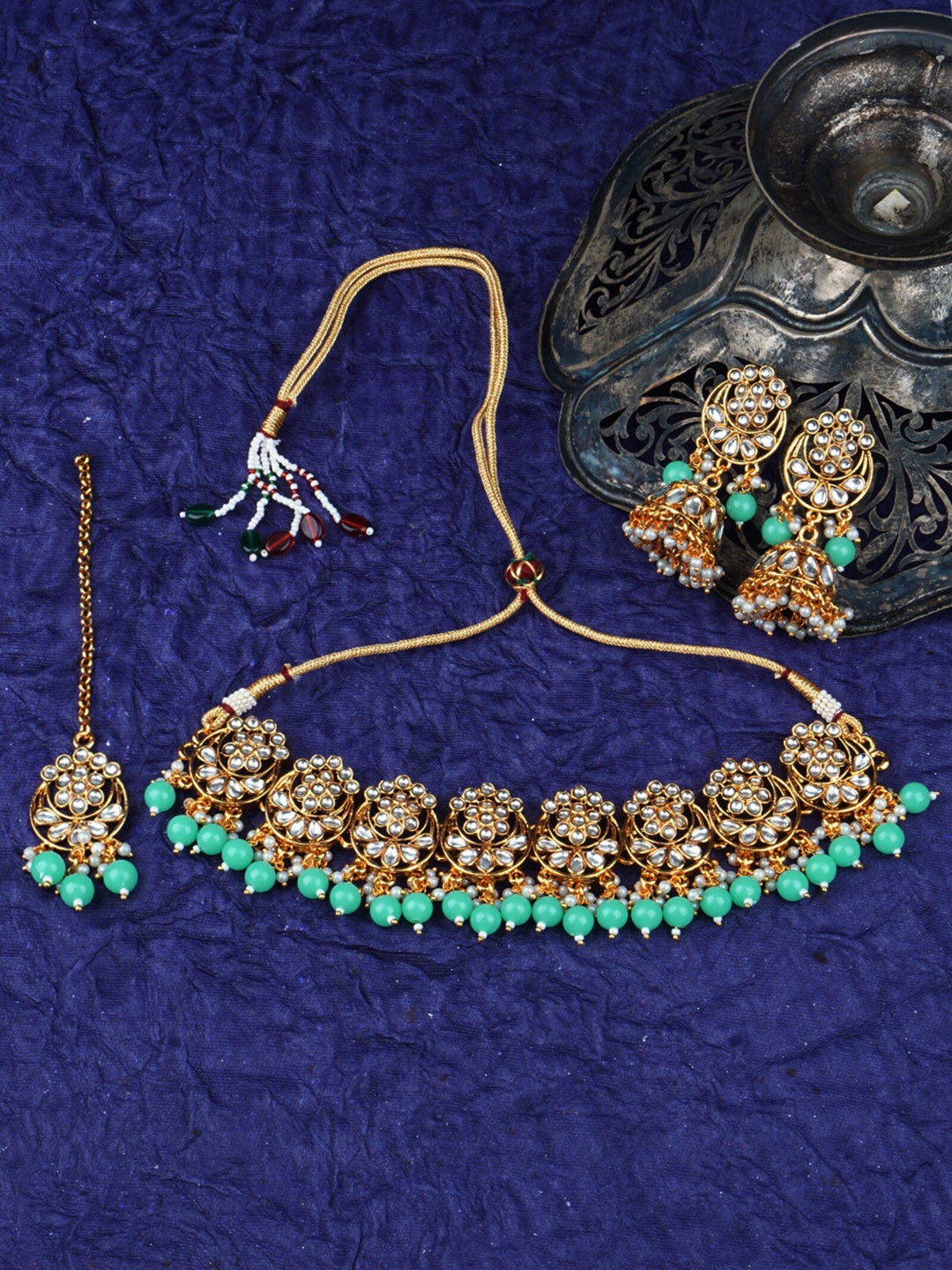 

Matushri Art Indian Traditional Kundan Choker Necklace Set, Gold