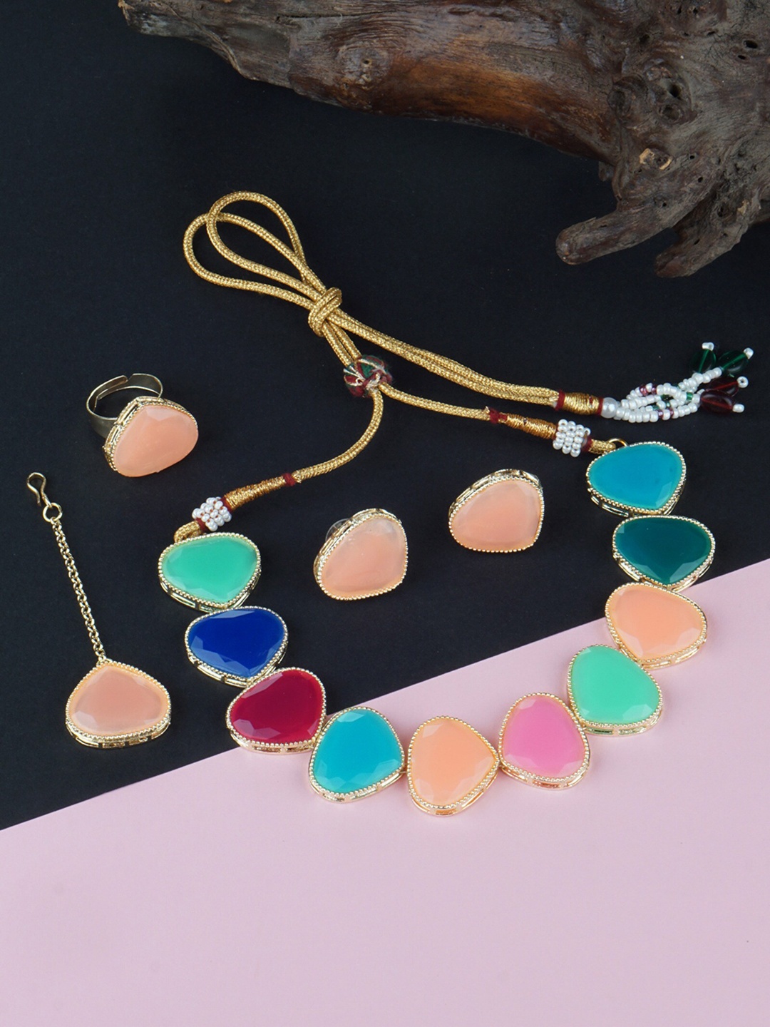 

Matushri Art Kundan Choker Necklace Set, Multi