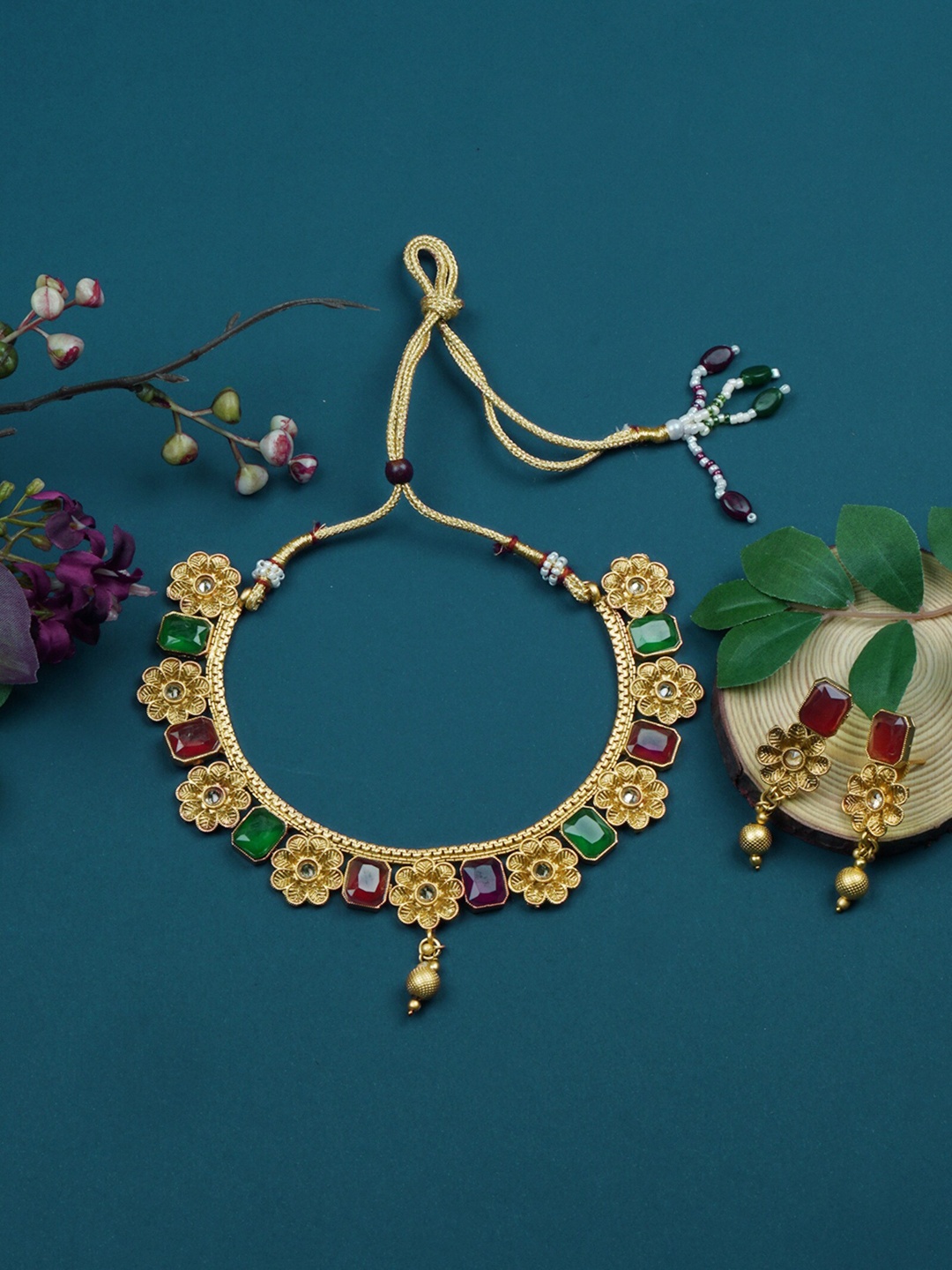 

Matushri Art Gold-Plated Indian Traditional Kundan Jewellery Set