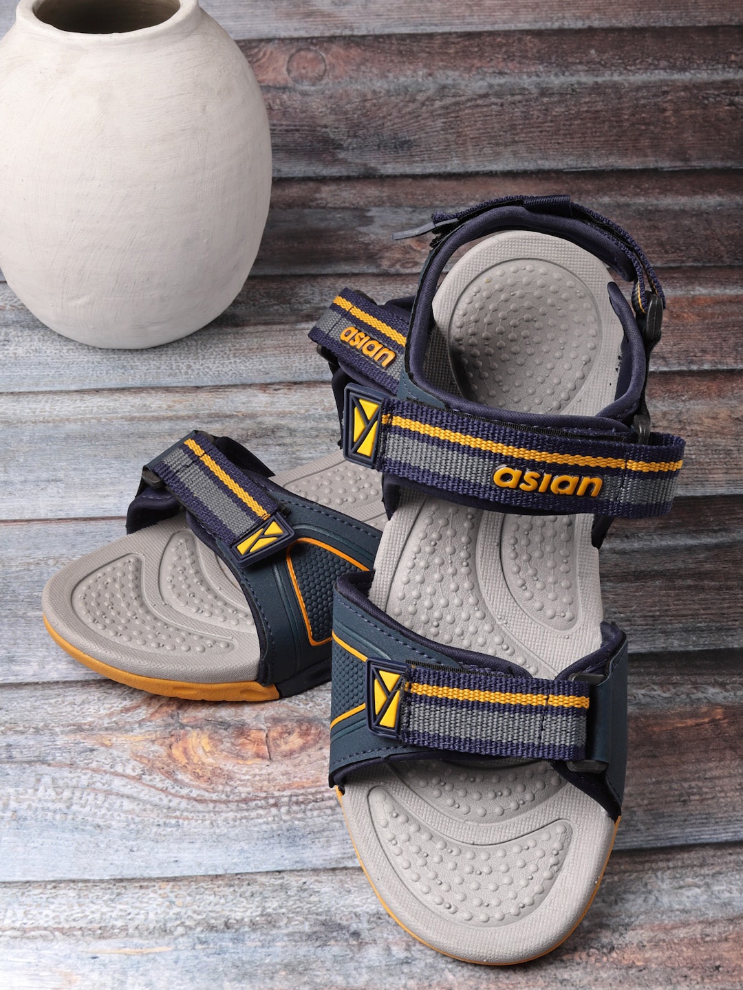 

ASIAN Men Prestige-56 Textured Sports Sandals, Navy blue