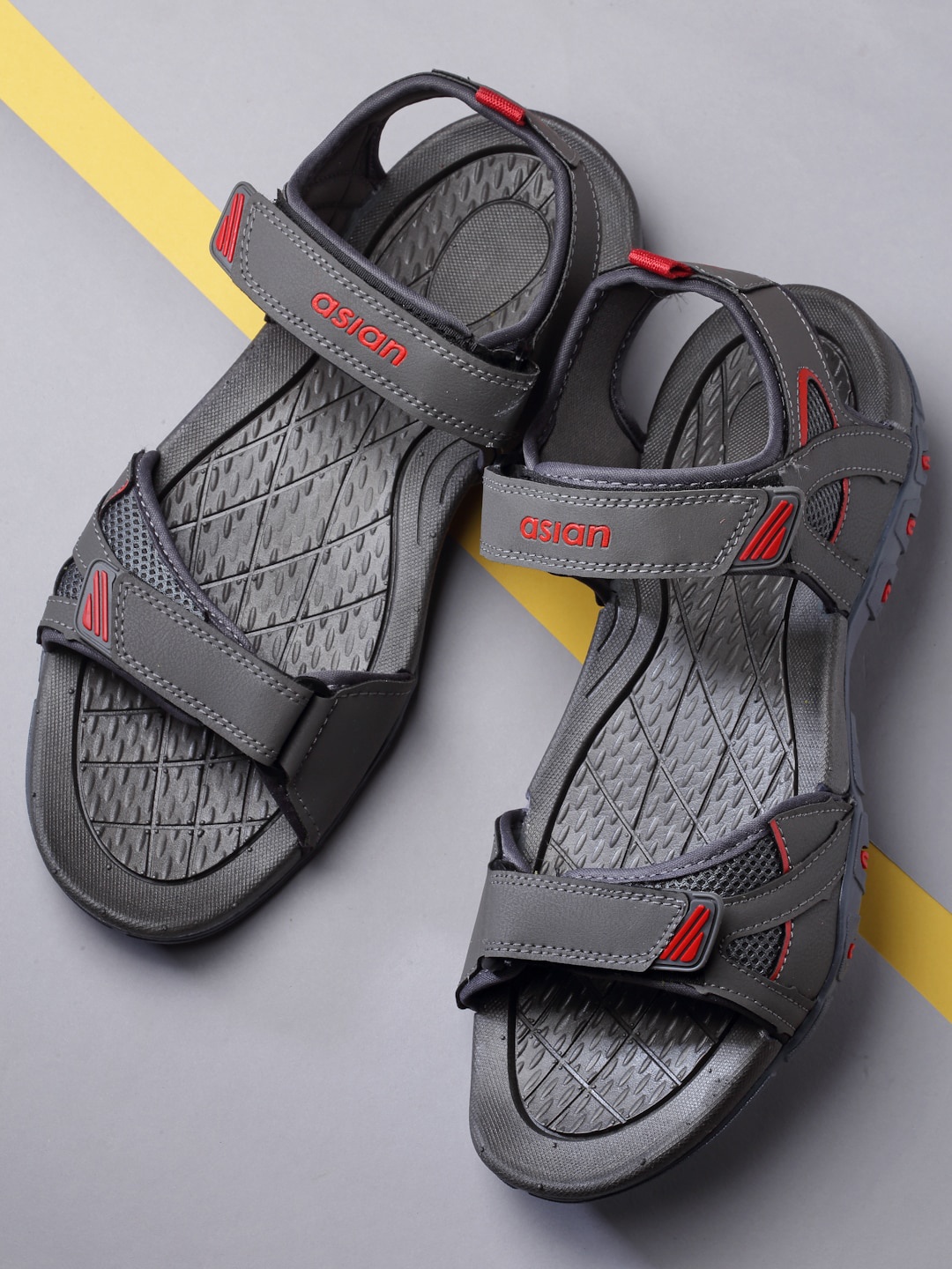 

ASIAN Men Prestige-59 Textured Sports Sandals, Grey