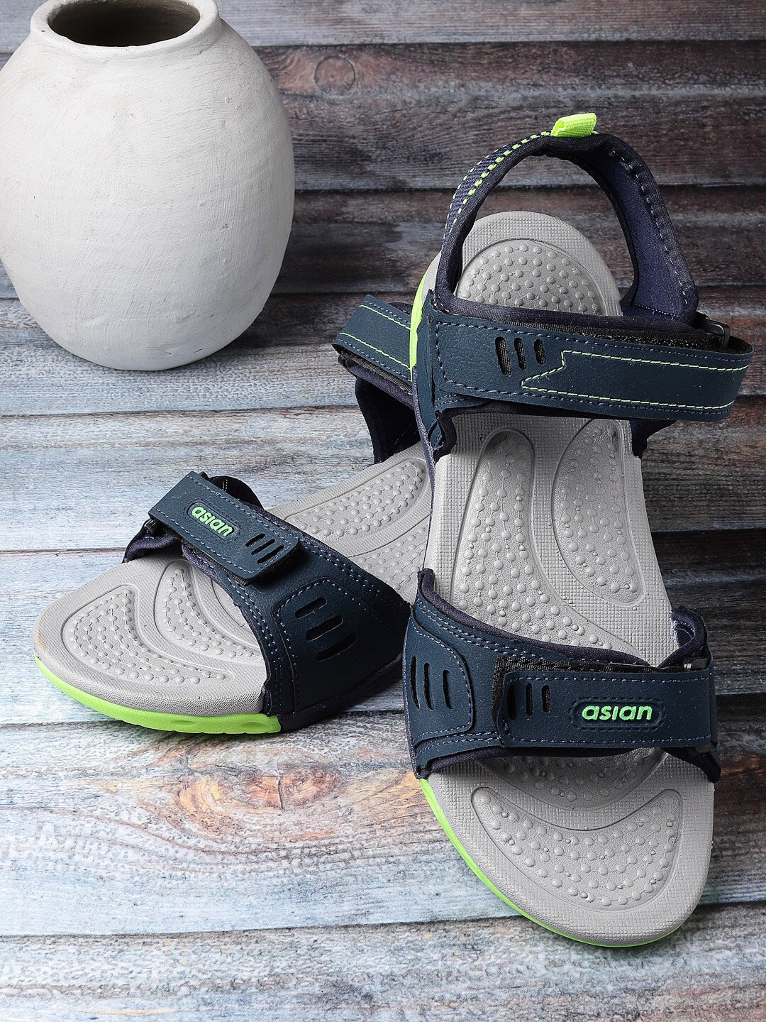 

ASIAN Men Prestige-55 Textured Sports Sandals, Navy blue
