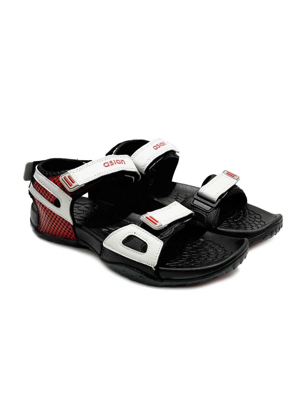 

ASIAN Men Vintage-07 Textured Sports Sandals, Black