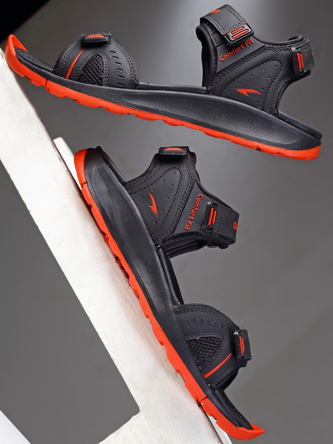 

ASIAN Men Prestige-58 Textured Sports Sandals, Black