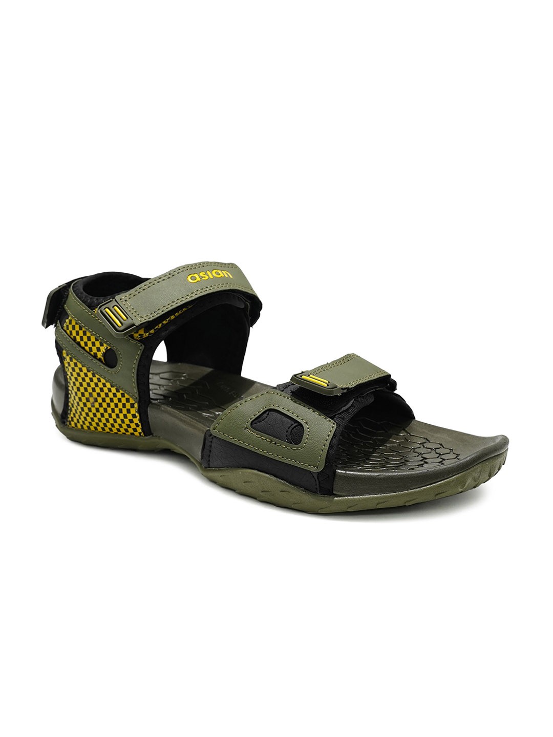 

ASIAN Men Vintage-07 Textured Sports Sandals, Black