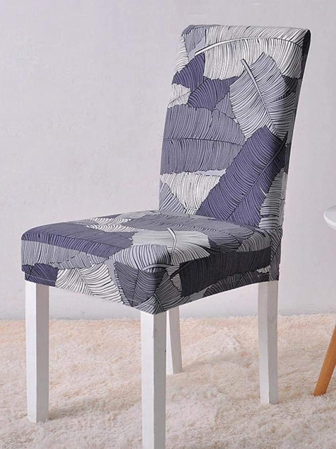 

HOUSE OF QUIRK Purple & Grey 6 Pieces Printed Stretchable Chair Covers