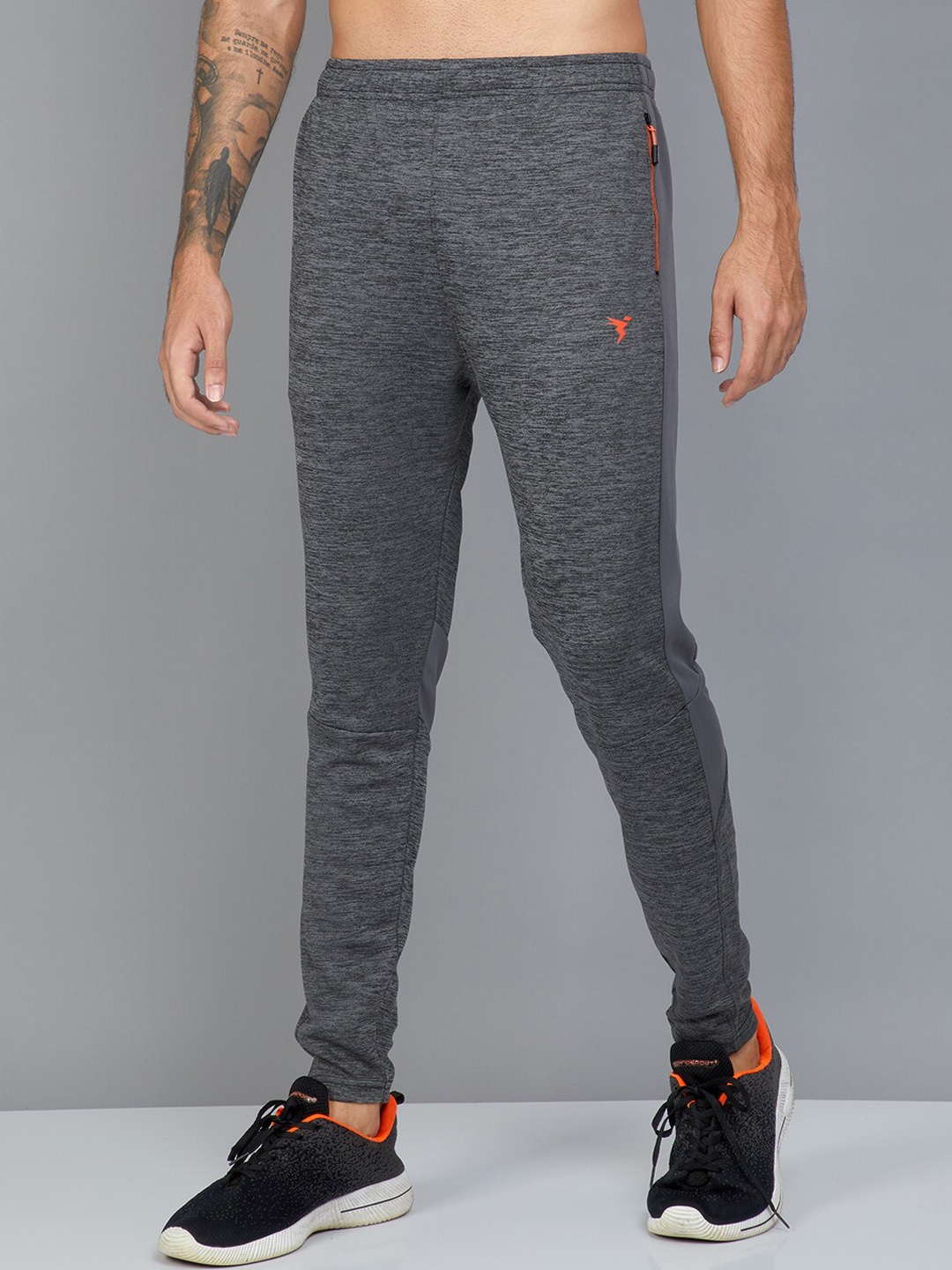 

Technosport Men Slim-Fit Antimicrobial Track Pants, Grey melange
