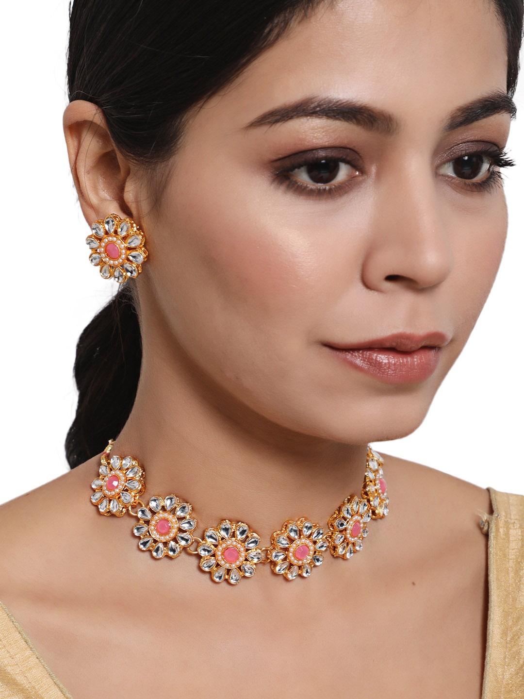 

Anouk Gold-Plated Choker Necklace With Stud Earrings