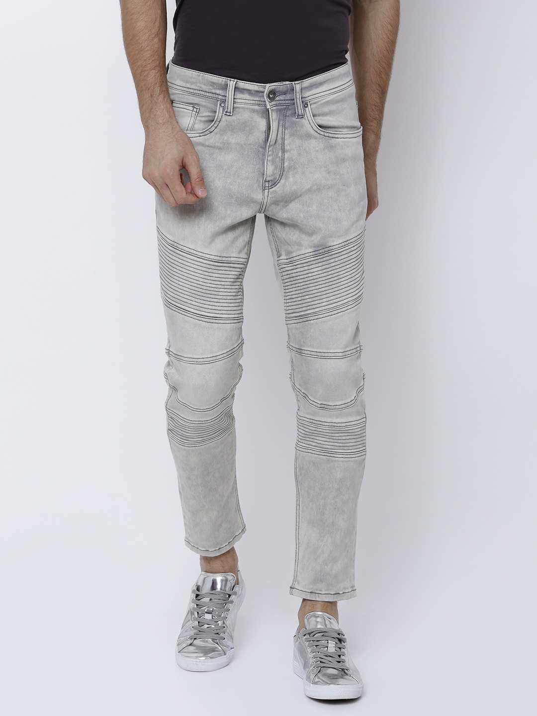 

LOCOMOTIVE Men Grey Tapered Fit Mid-Rise Clean Look Stretchable Jeans