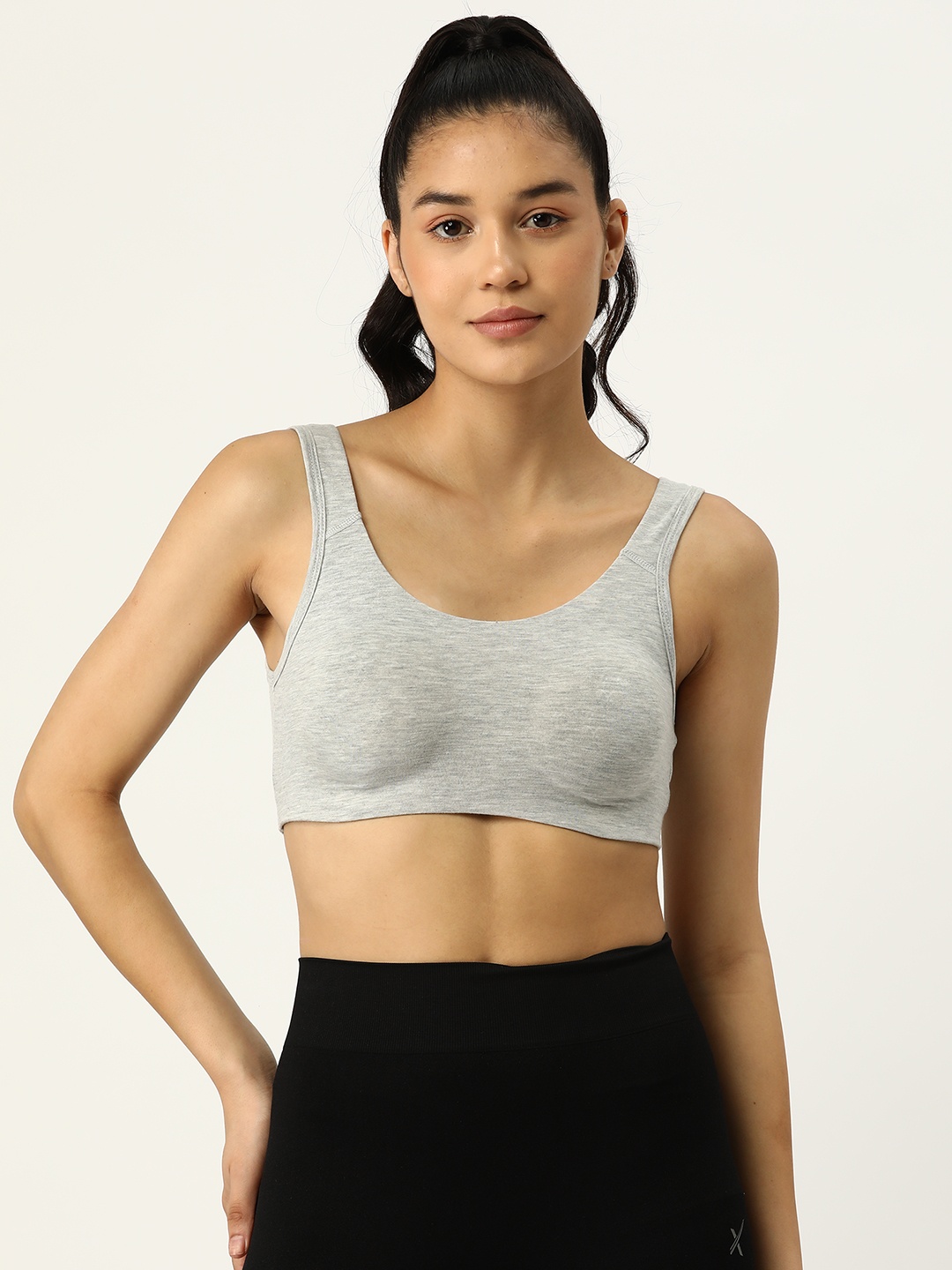 

AMOSIO Non Padded High Support Full Coverage Workout Bra, Grey