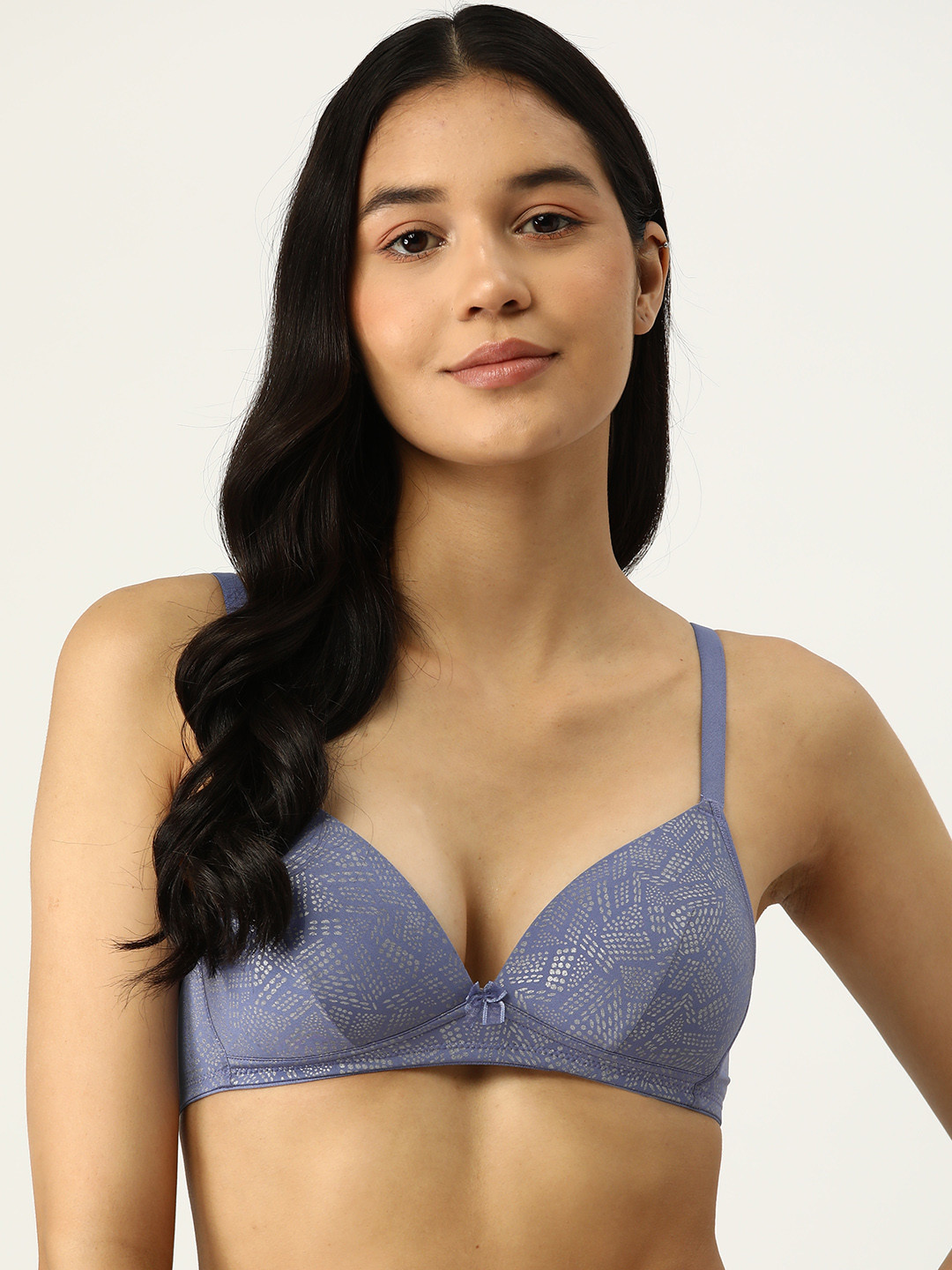 

AMOSIO Geometric Full Coverage Lightly Padded T-shirt Bra, Purple