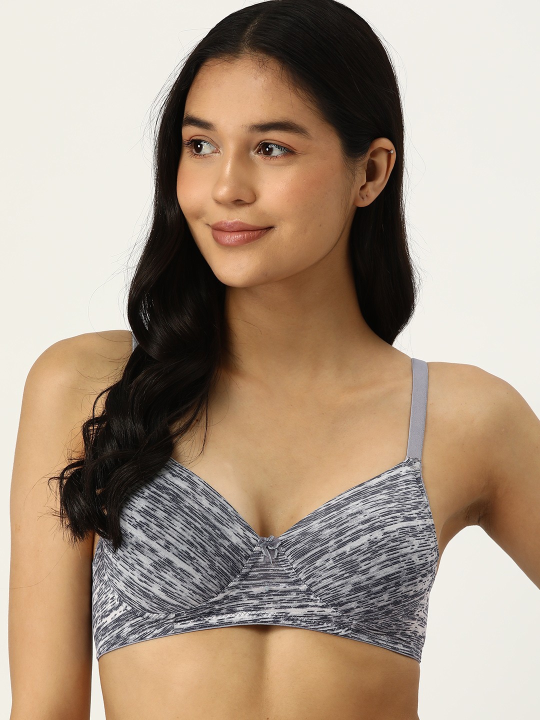 

AMOSIO Abstract Full Coverage Lightly Padded T-shirt Bra, Grey