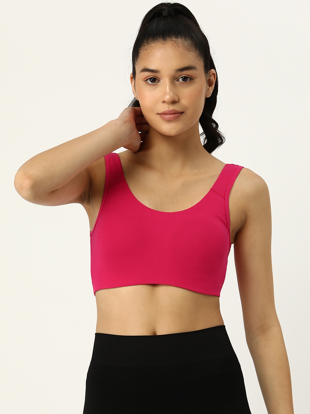 

AMOSIO Non Padded High Support Full Coverage Workout Bra, Magenta