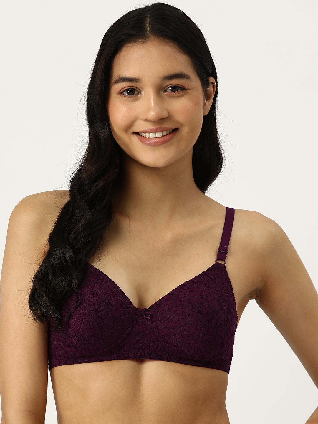 

AMOSIO Floral Full Coverage Lightly Padded T-shirt Bra, Burgundy