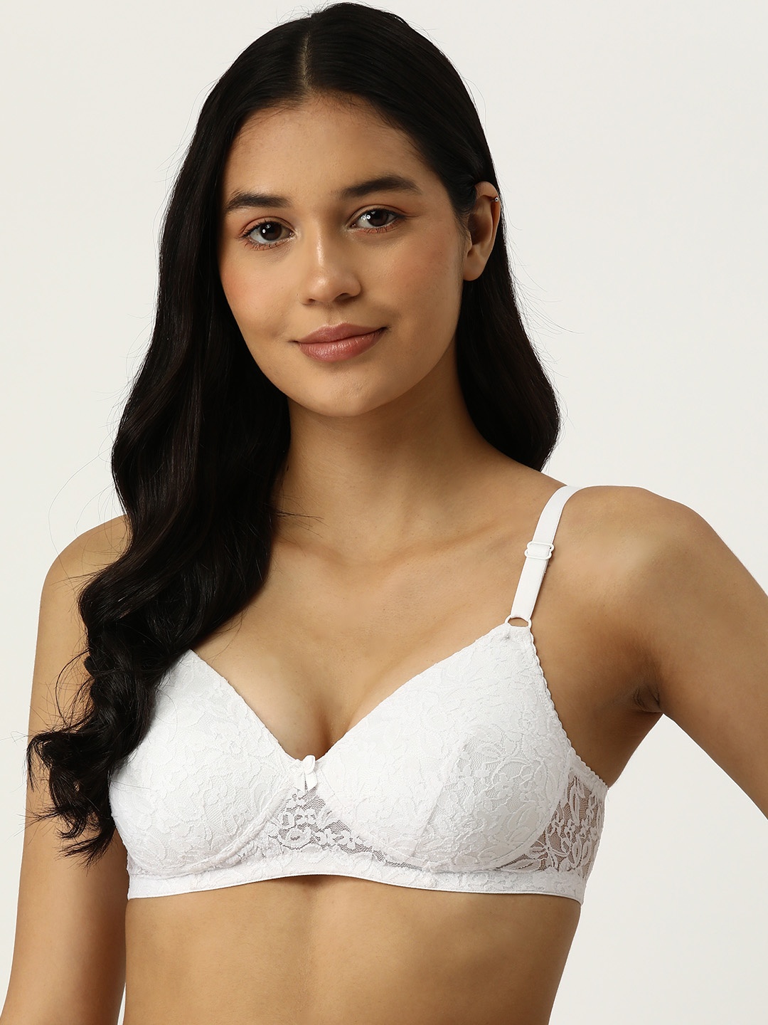 

AMOSIO Floral Full Coverage Lightly Padded T-shirt Bra, White