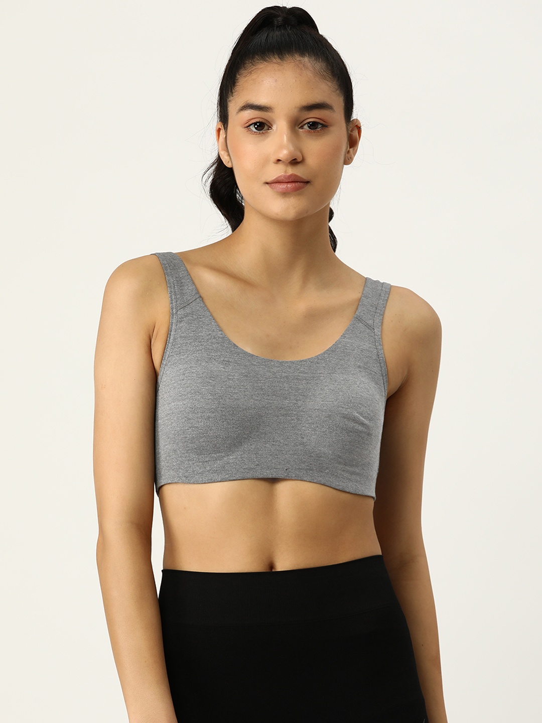 

AMOSIO Full Coverage Workout Bra, Grey melange