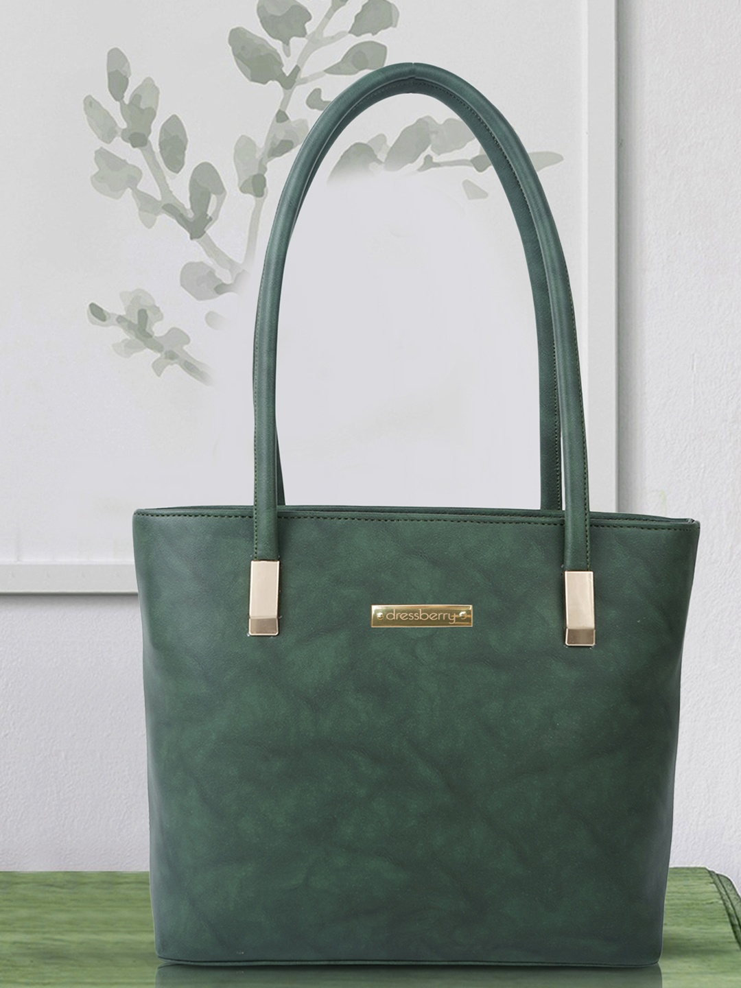

DressBerry Green Structured Handheld Bag