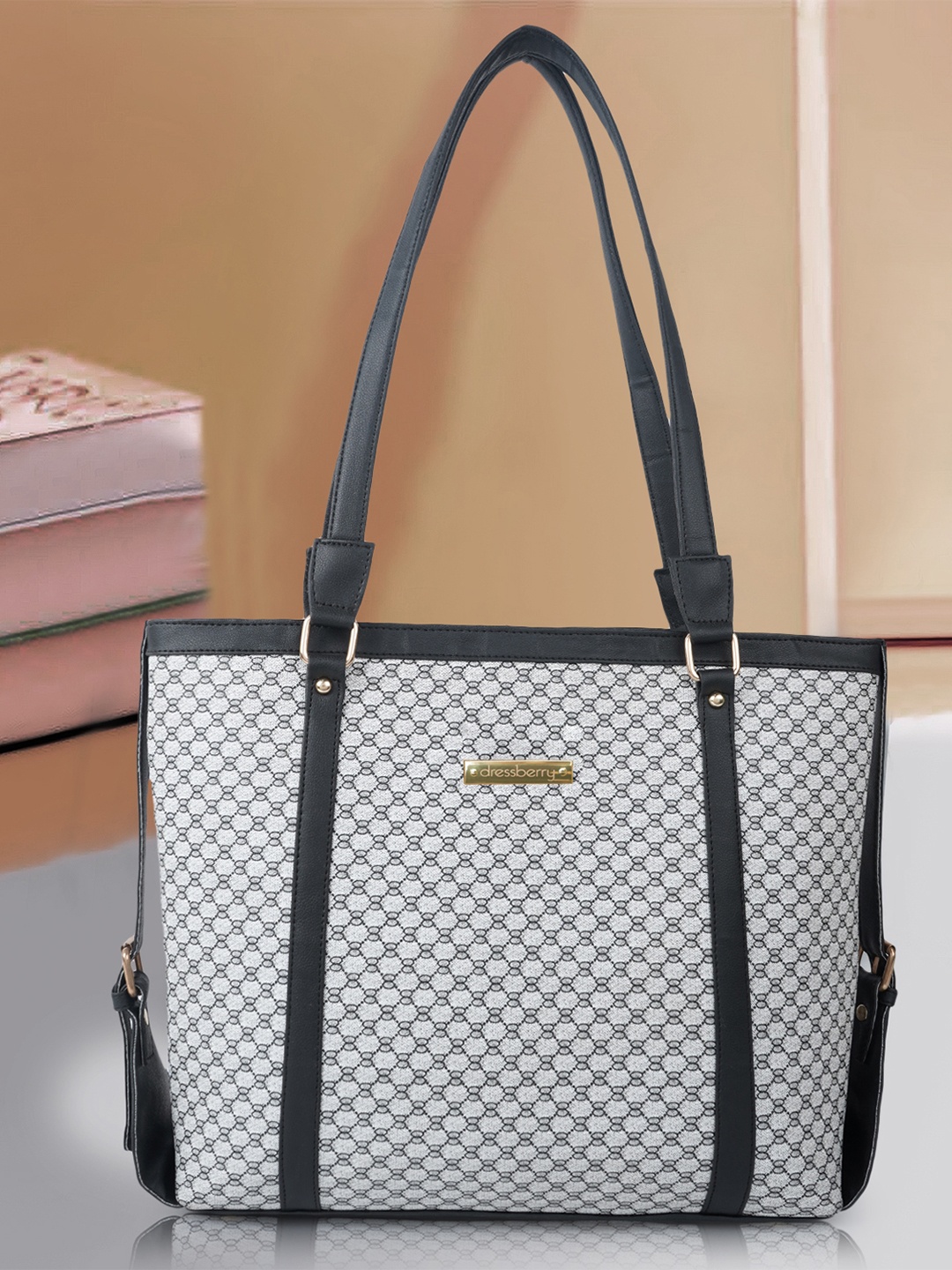 

DressBerry White Textured Structured Shoulder Bag