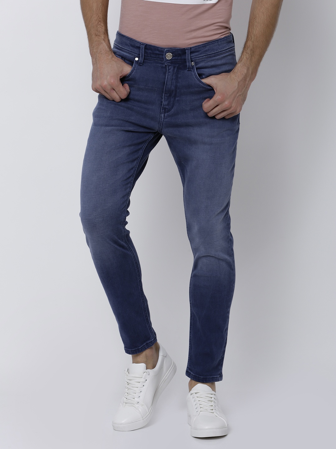 

LOCOMOTIVE Men Blue Tapered Fit Mid-Rise Clean Look Stretchable Jeans