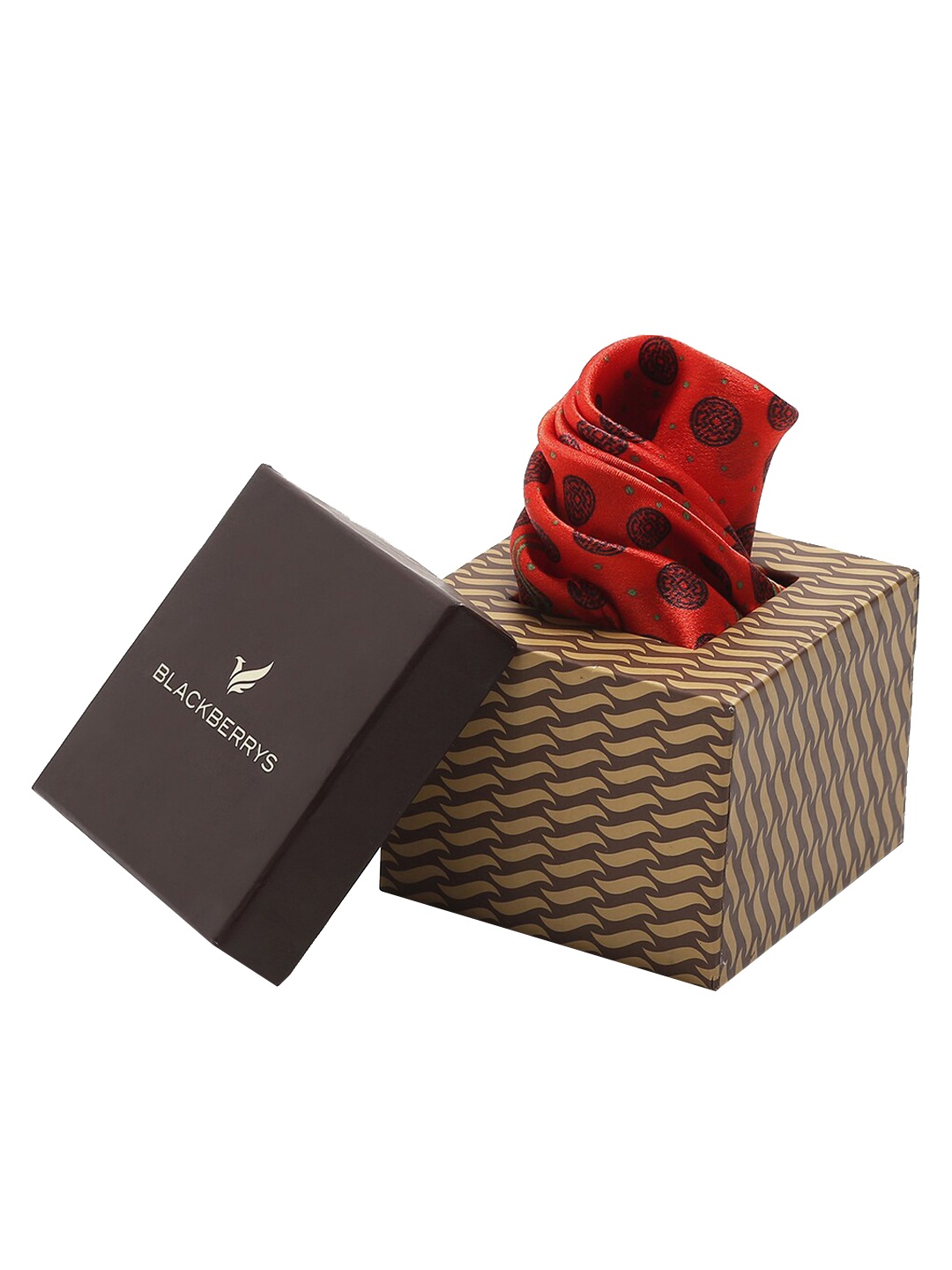 

Blackberrys Men Printed Silk Pocket Squares, Red