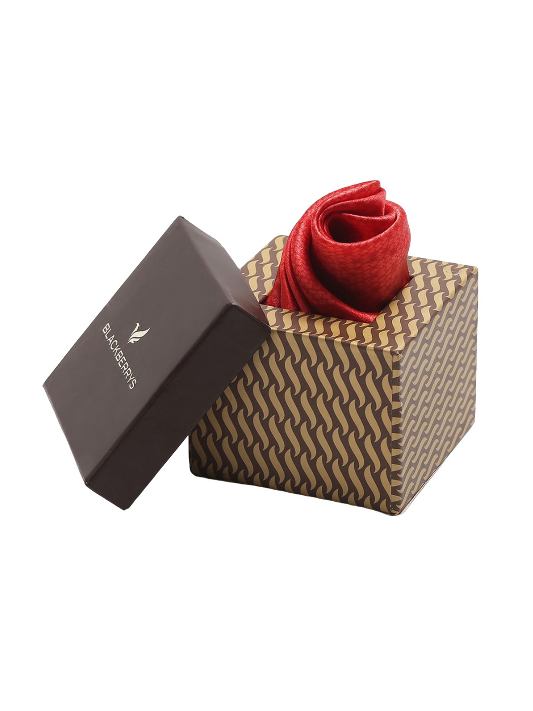 

Blackberrys Men Printed Silk Pocket Square, Red