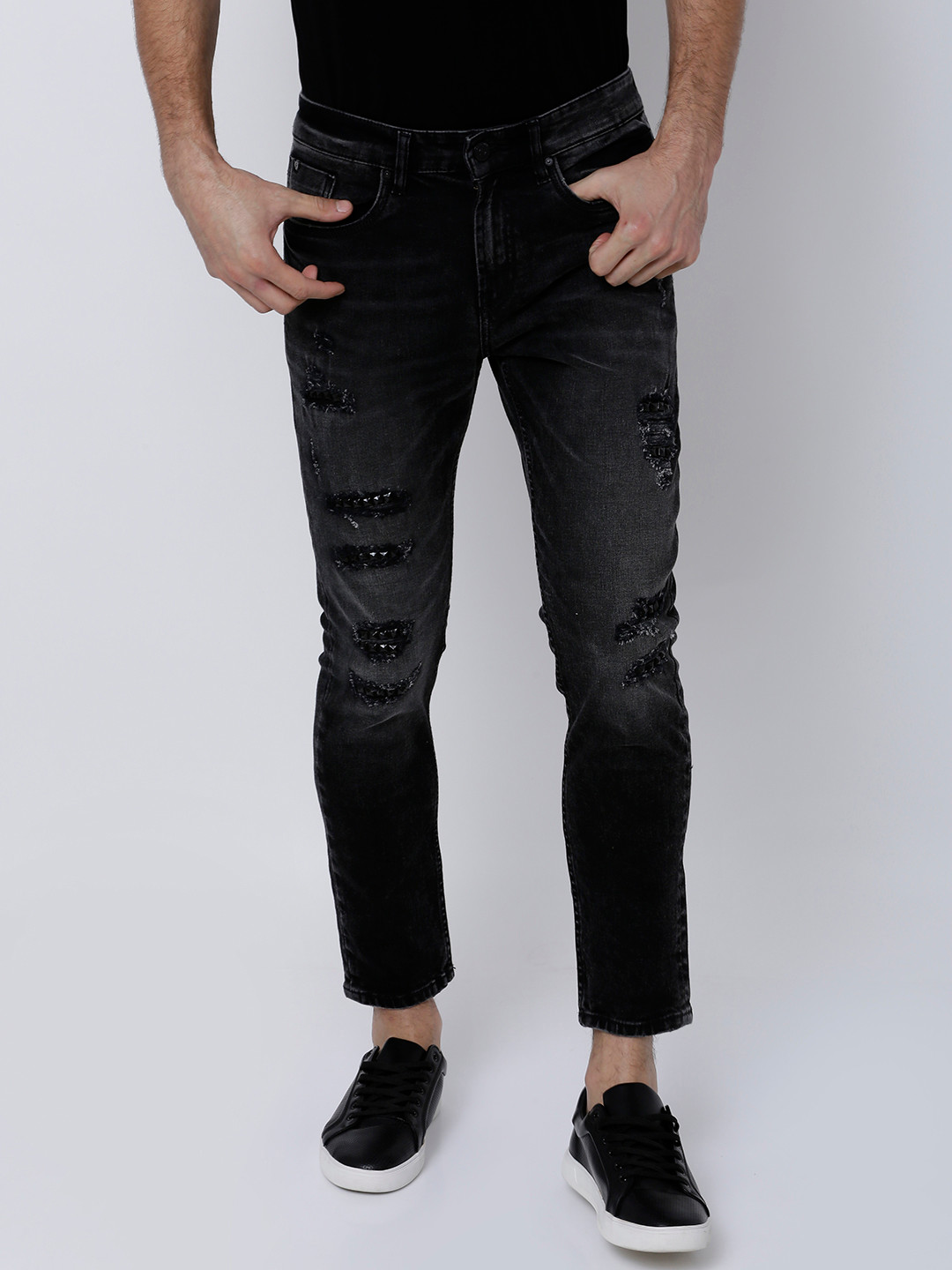 

LOCOMOTIVE Men Blue Tapered Fit Mid-Rise Highly Distressed Stretchable Jeans