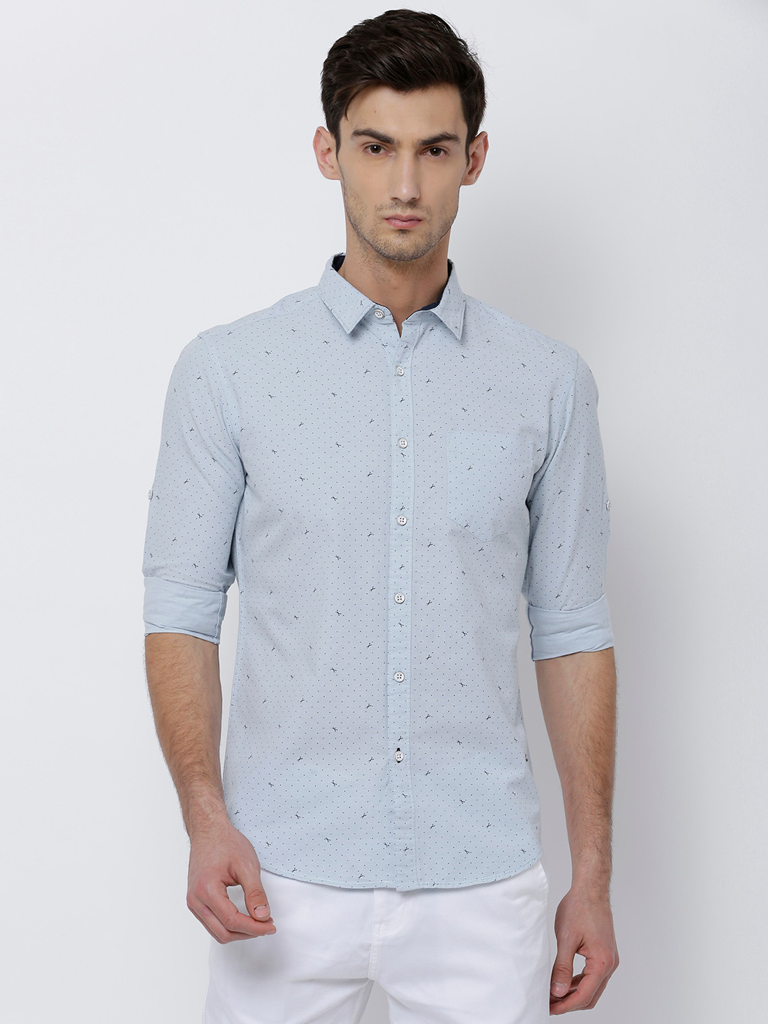 

LOCOMOTIVE Men Blue Slim Fit Printed Casual Shirt