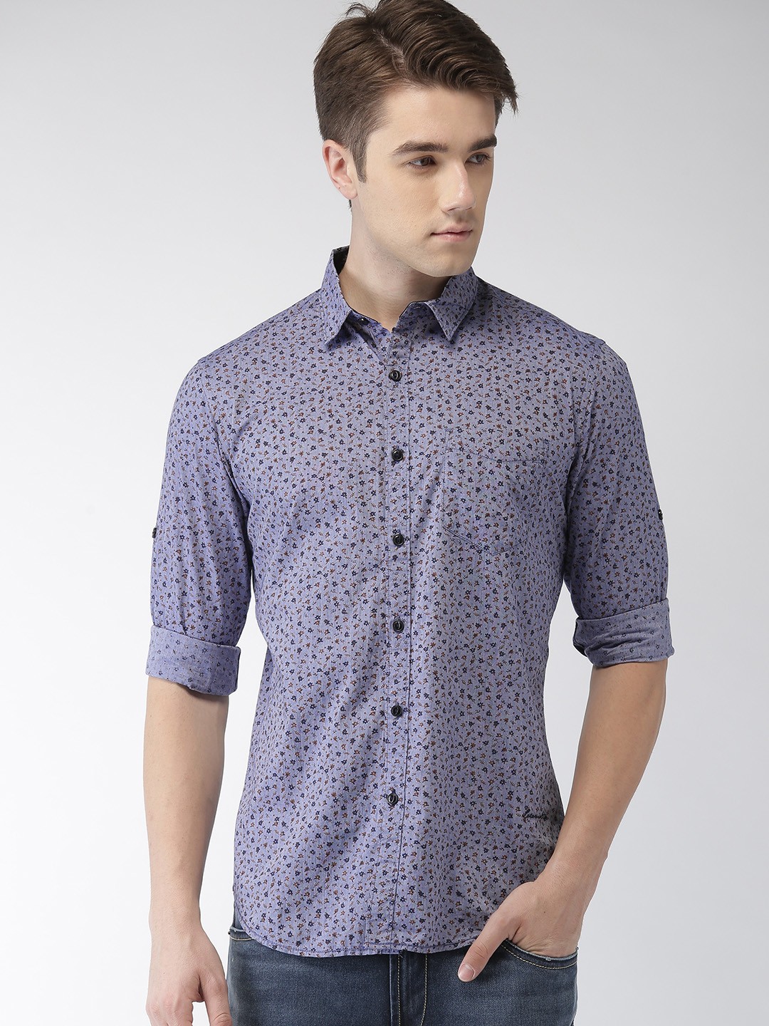 

LOCOMOTIVE Men Blue Slim Fit Printed Casual Shirt