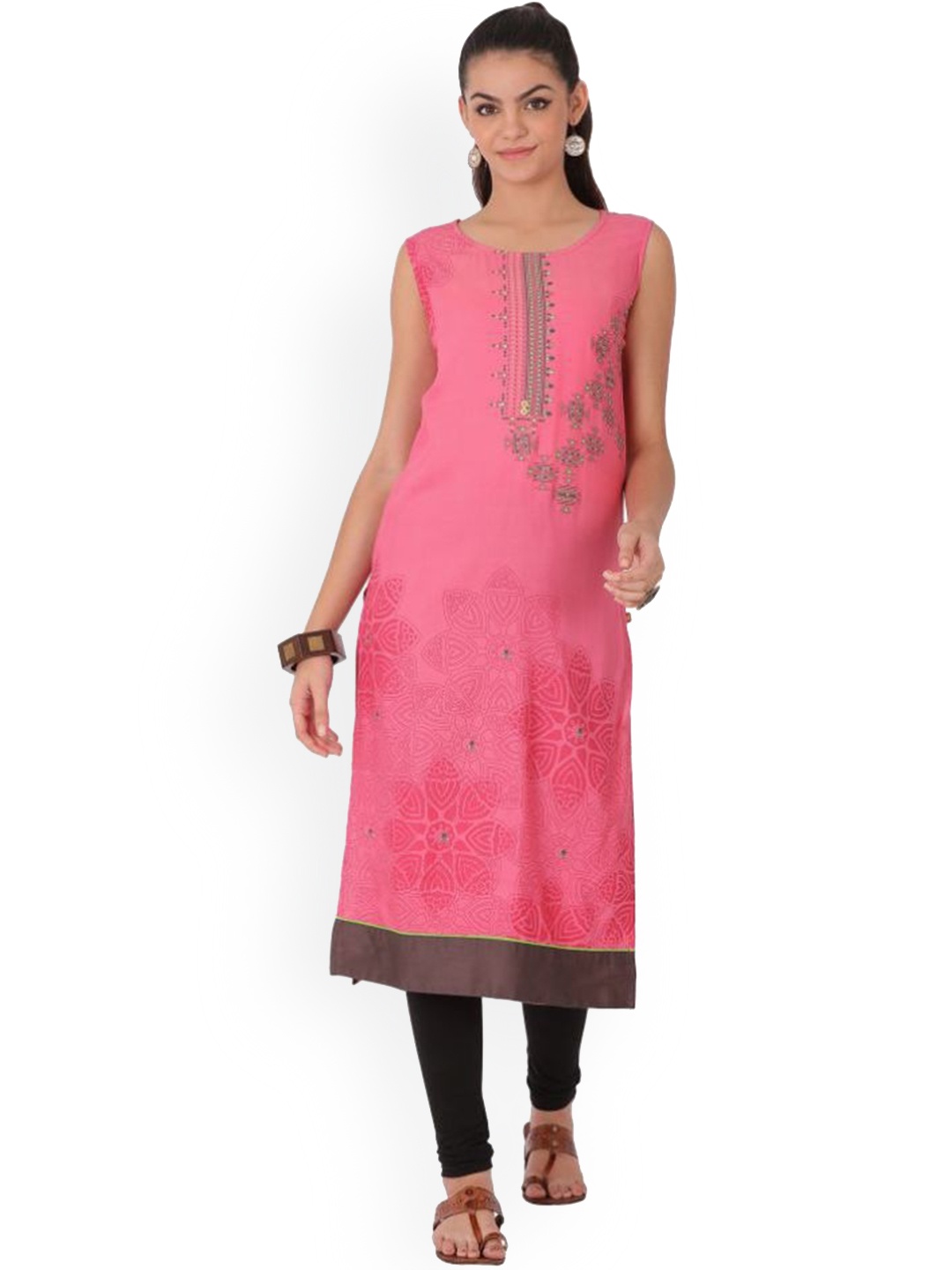 

Span Ethnic Motifs Printed Sequined Kurta, Pink