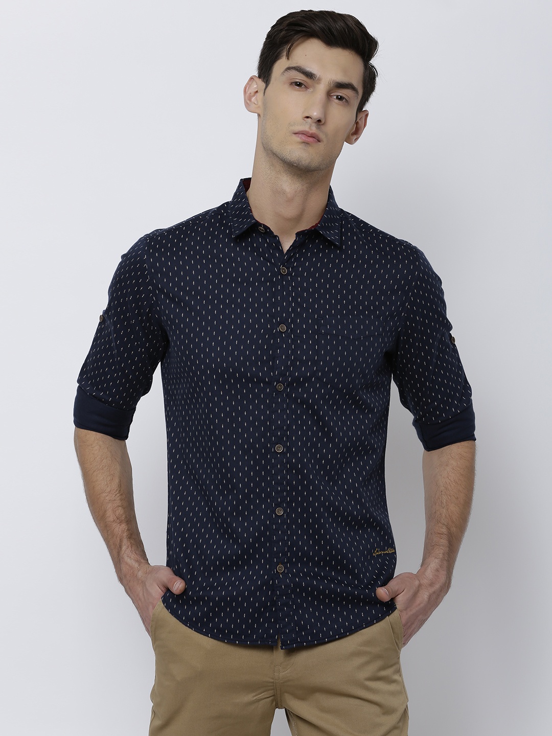

LOCOMOTIVE Men Navy Blue Slim Fit Printed Casual Shirt