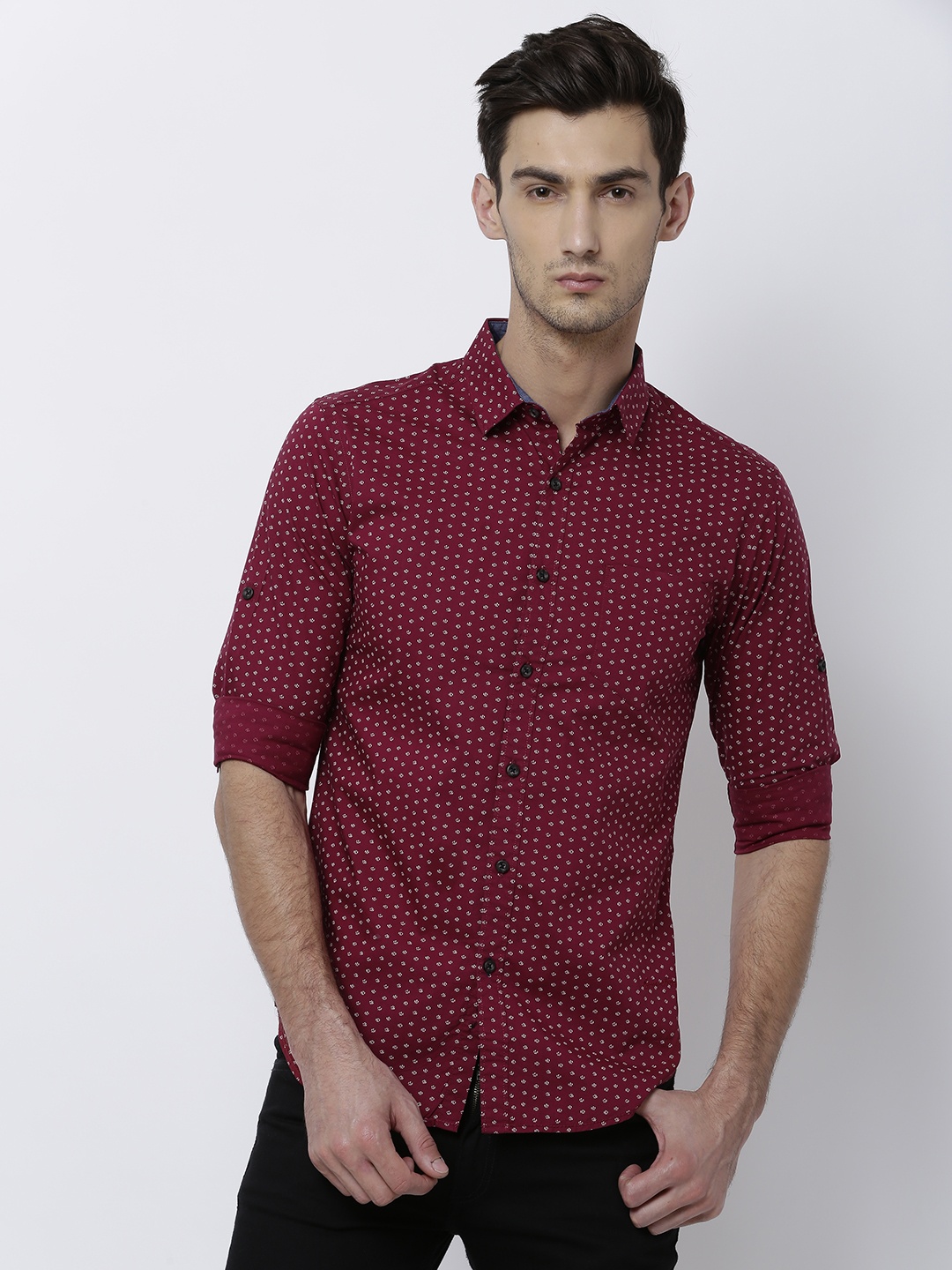 

LOCOMOTIVE Men Red Slim Fit Printed Casual Shirt