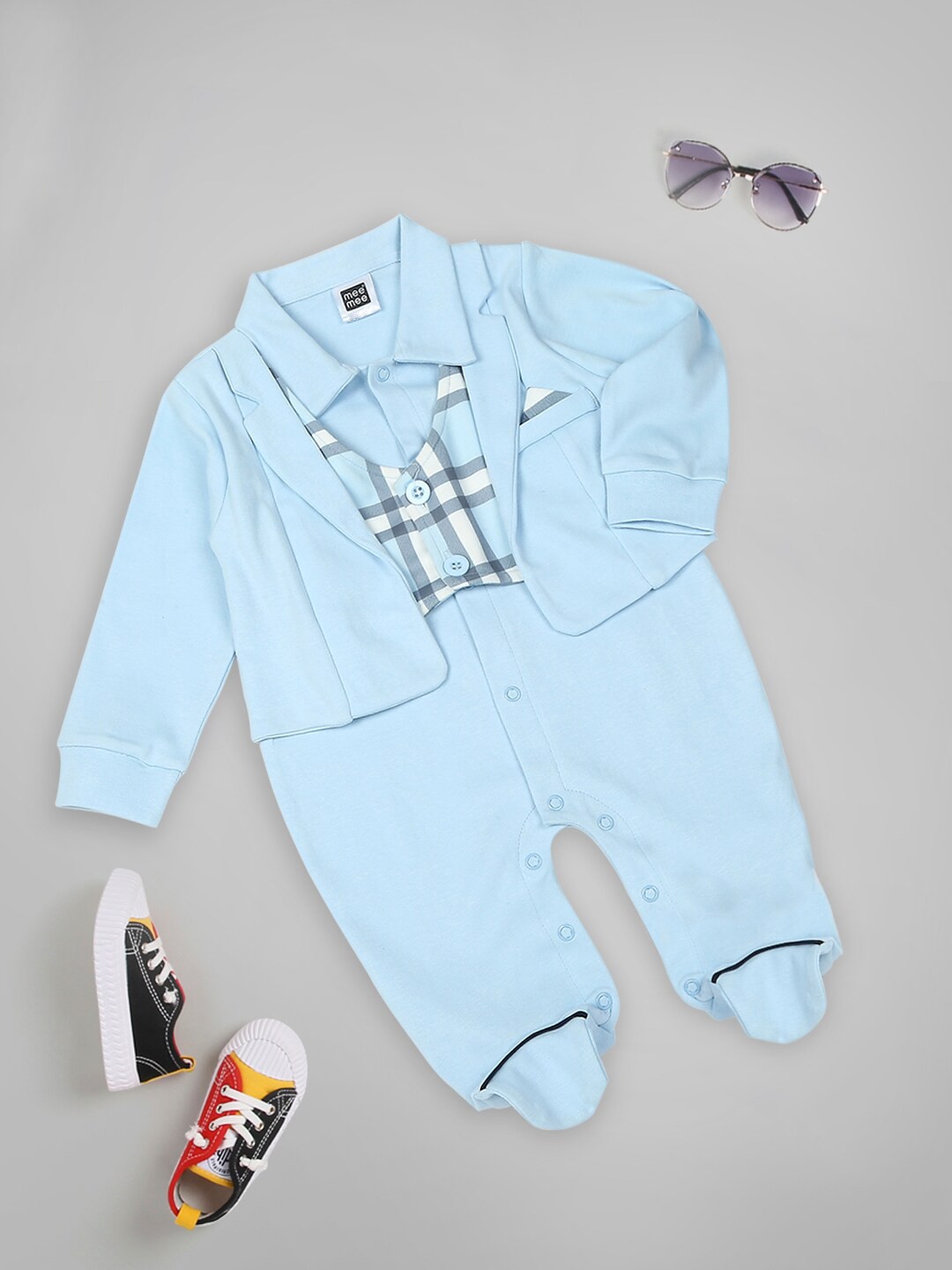 

MeeMee Infant Boys Pure Cotton Romper, Blue