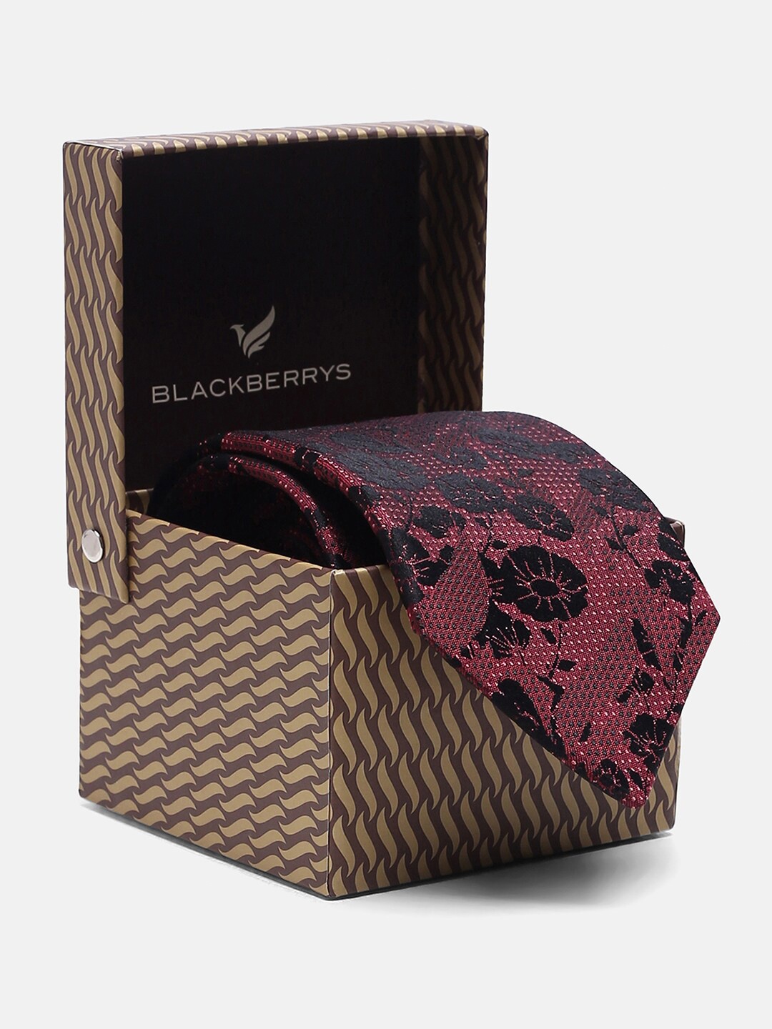 

Blackberrys Printed Silk Skinny Tie, Maroon