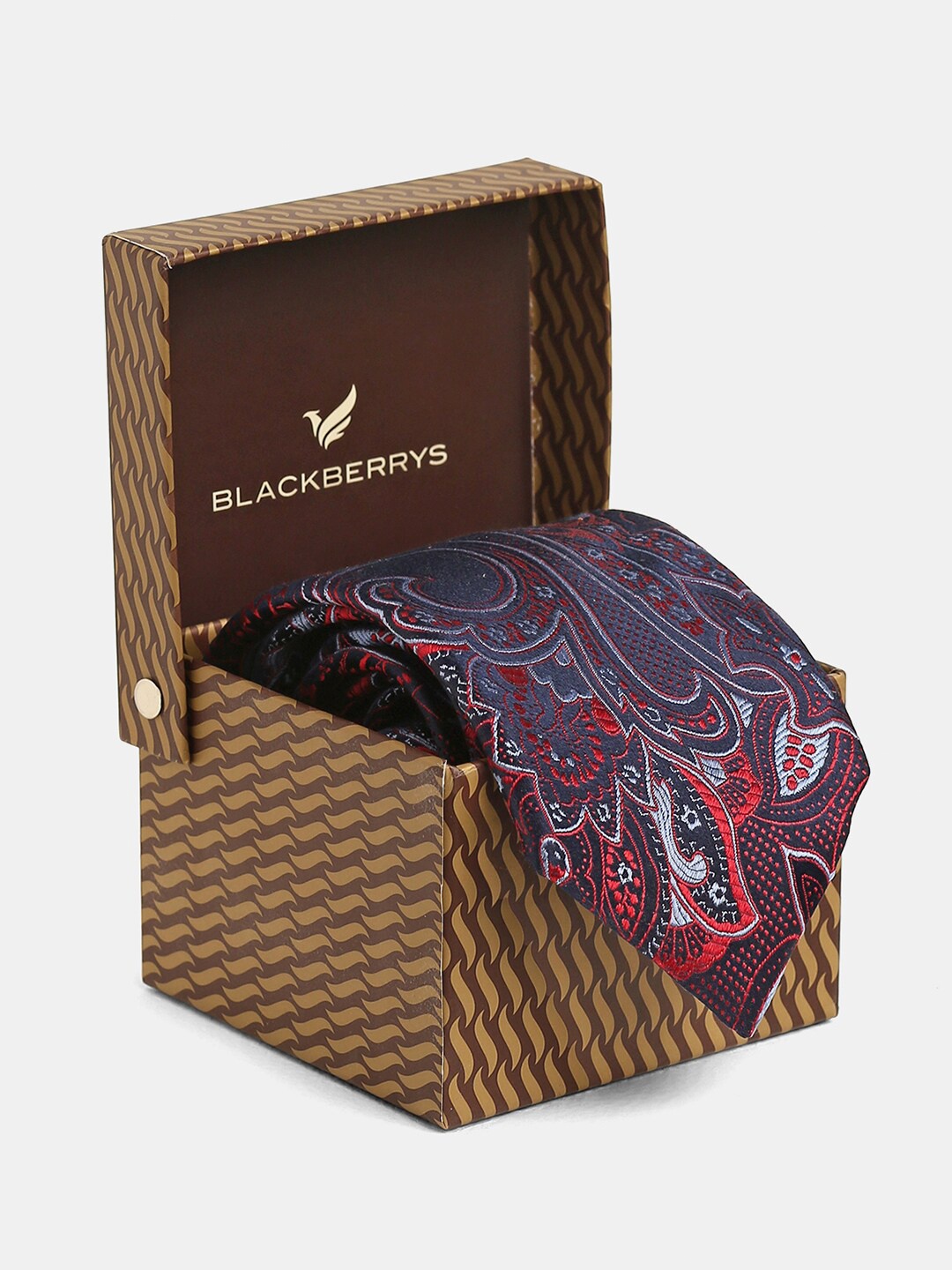 

Blackberrys Woven Design Pure Silk Skinny Tie, Red