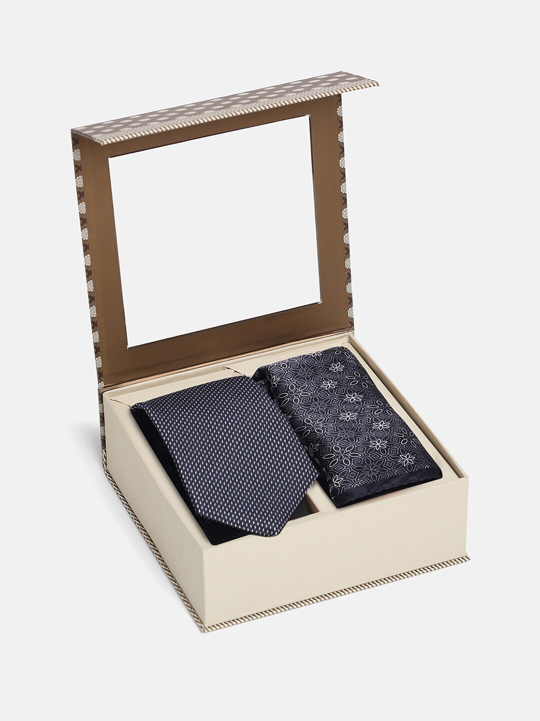 

Blackberrys Men Floral Printed Silk Skinny Tie, Grey
