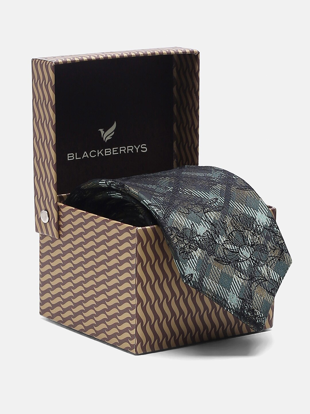 

Blackberrys Woven Design Silk Skinny Tie, Green